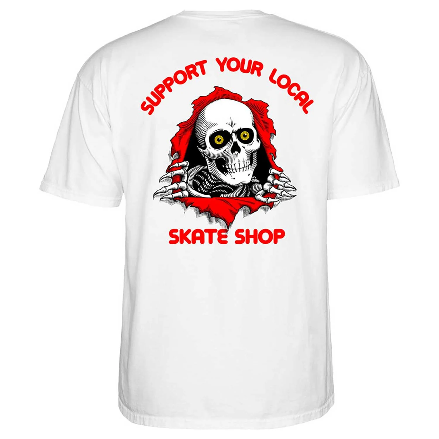 Powell Peralta Skateboard Shirt Support Your Local Skate Shop Ripper White - Image 2