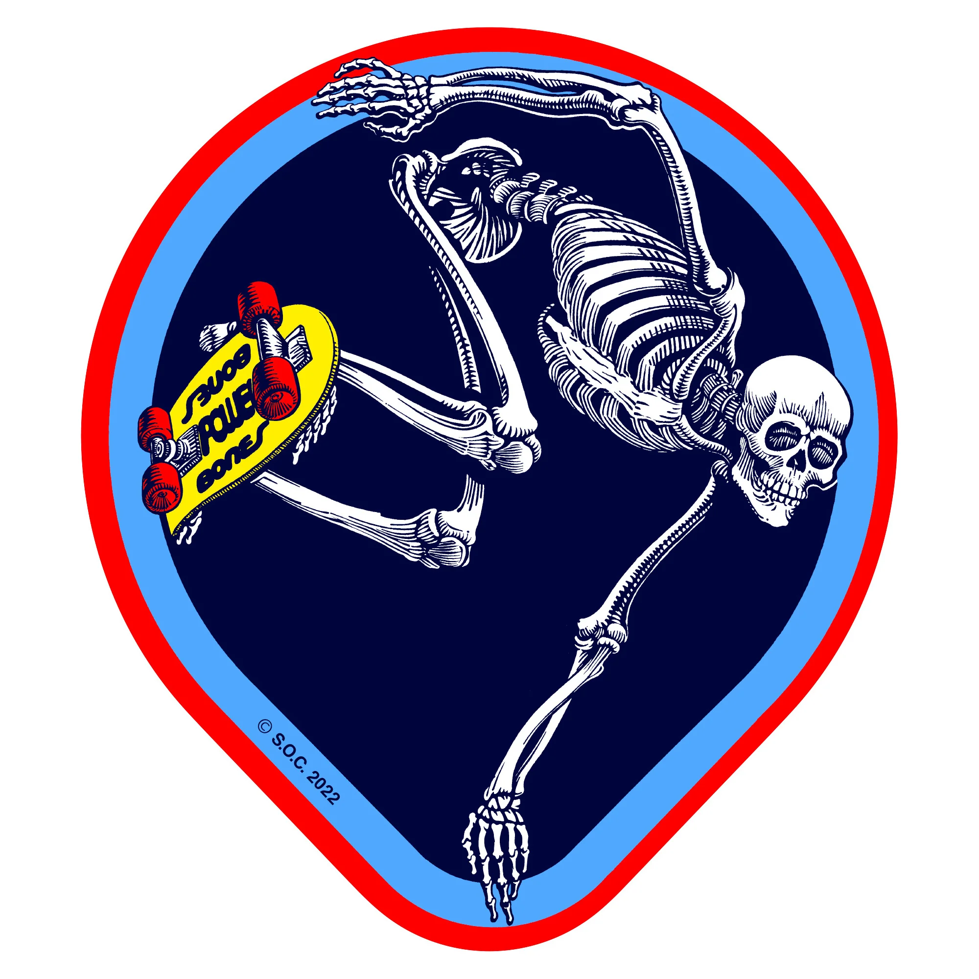 Powell Peralta Skateboard Sticker OG Skateboard Skeleton 4" x 4.5"