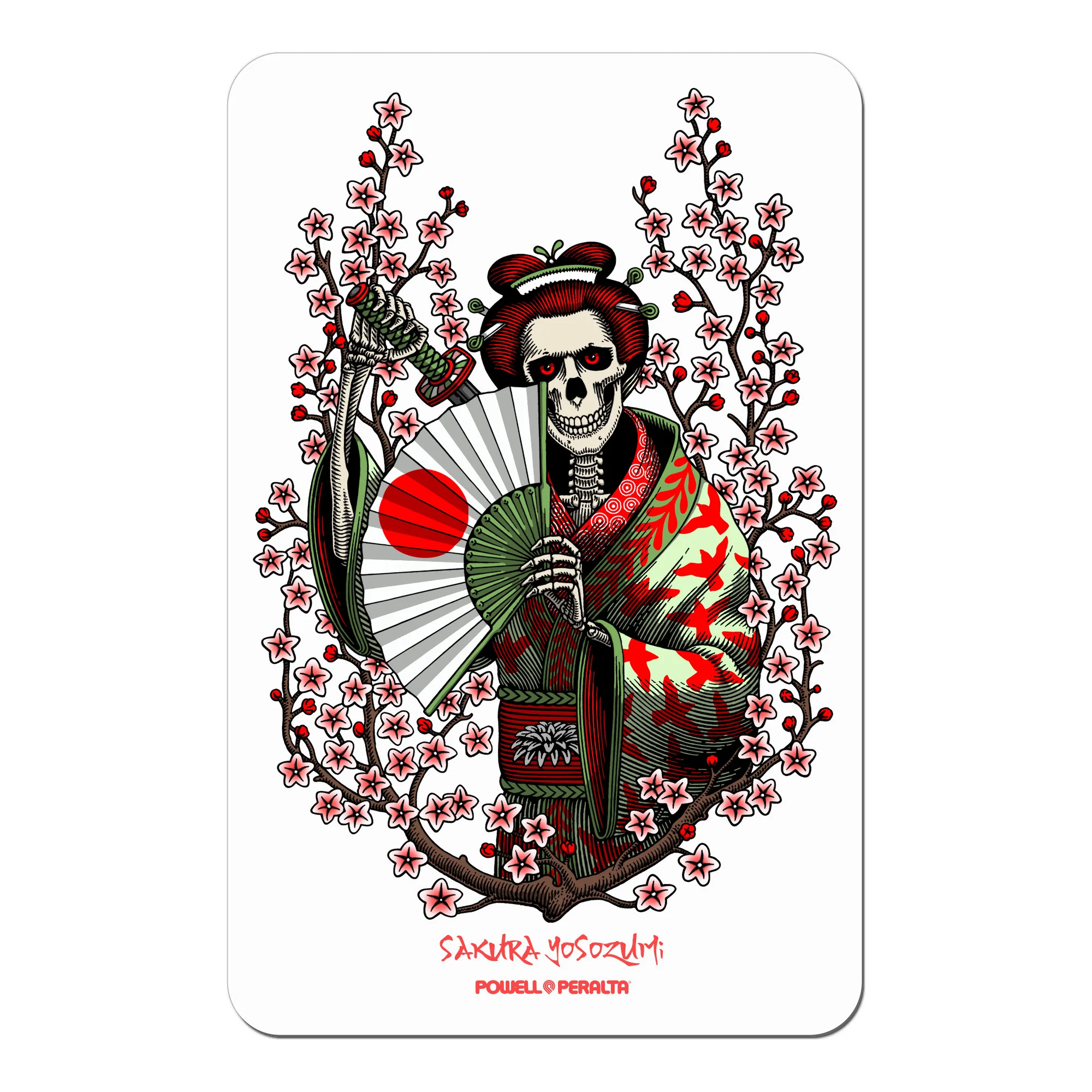 Powell Peralta Skateboard Sticker Sakura Yosozumi Samurai Clear Mylar 3.8" x 6.5"