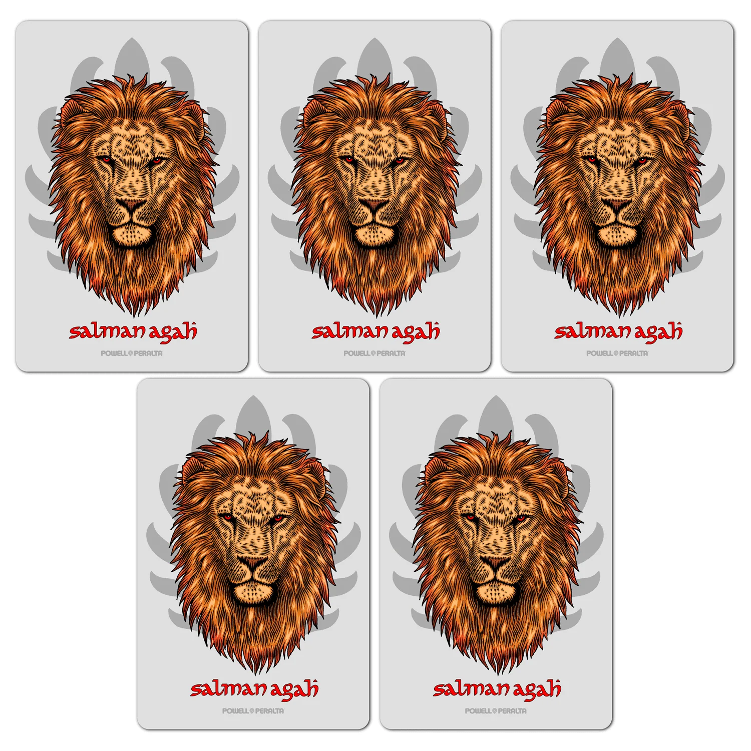 Powell Peralta Skateboard Sticker Salman Agah Lion Old School Re-Issue 5-Pack