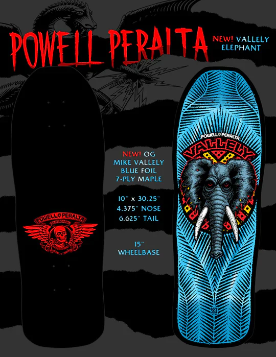 Powell Peralta Skateboard Vallely Elephant Blue Foil / Independent / Rat Bones White - Image 6