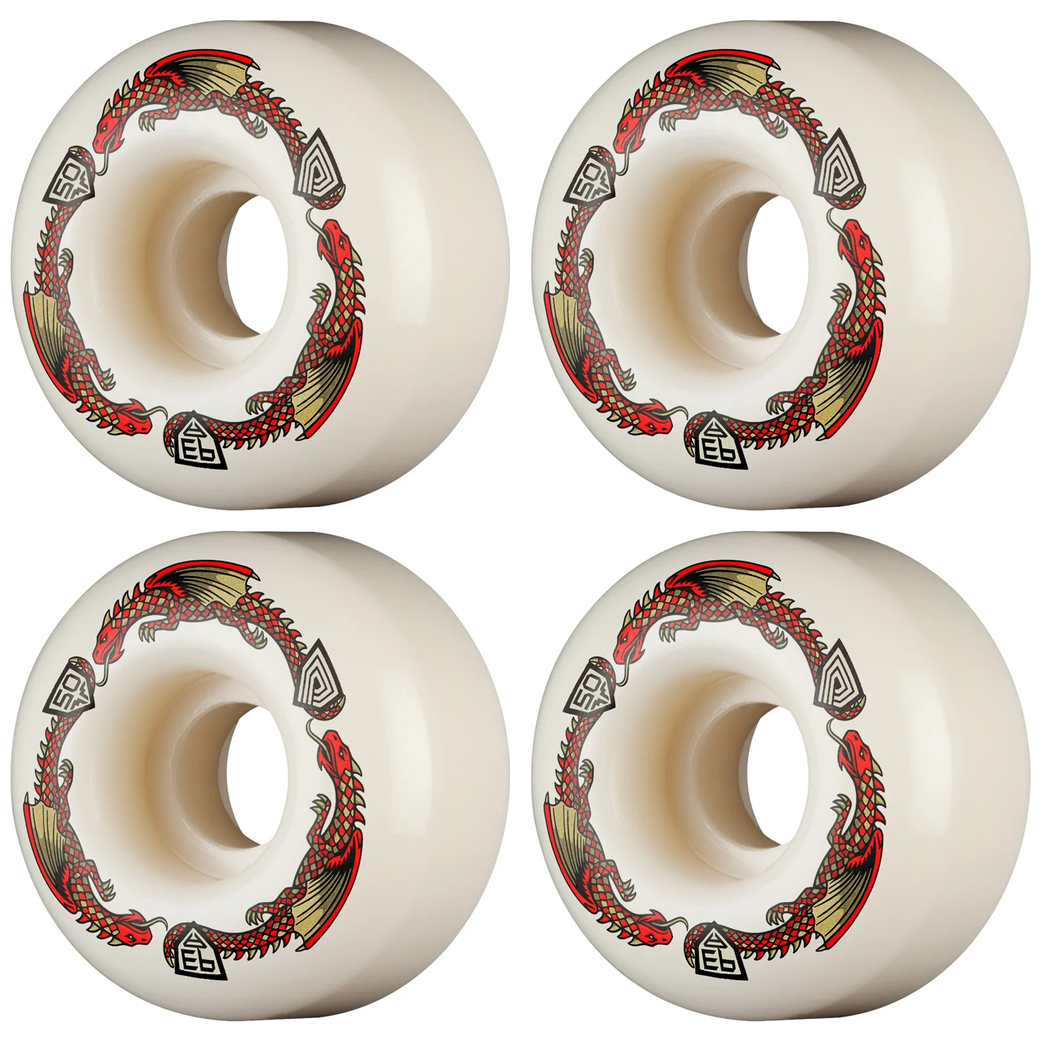 Powell Peralta Skateboard Wheels 50mm x 30mm Dragon Formula 93A V1 Shape Off White