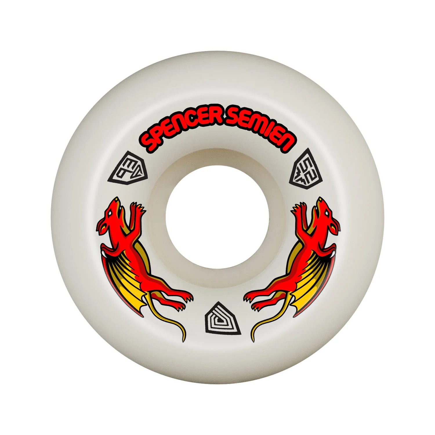 Powell Peralta Skateboard Wheels 52mm Semien Dragon Formula Nano Rat 93A White - Image 3