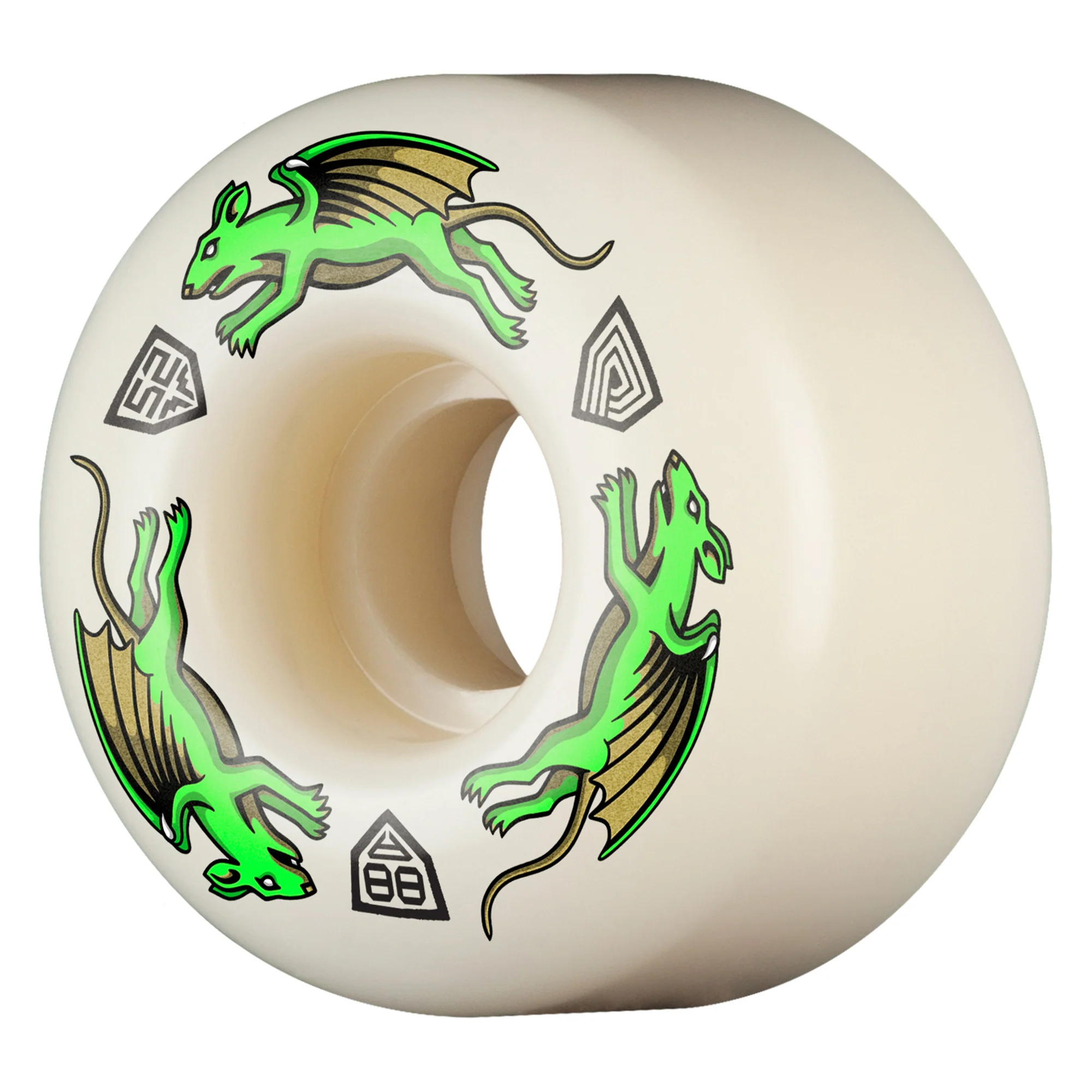 Powell Peralta Skateboard Wheels 52mm x 34mm Dragon Formula 88A AV4 Nano Rat Off White - Image 2
