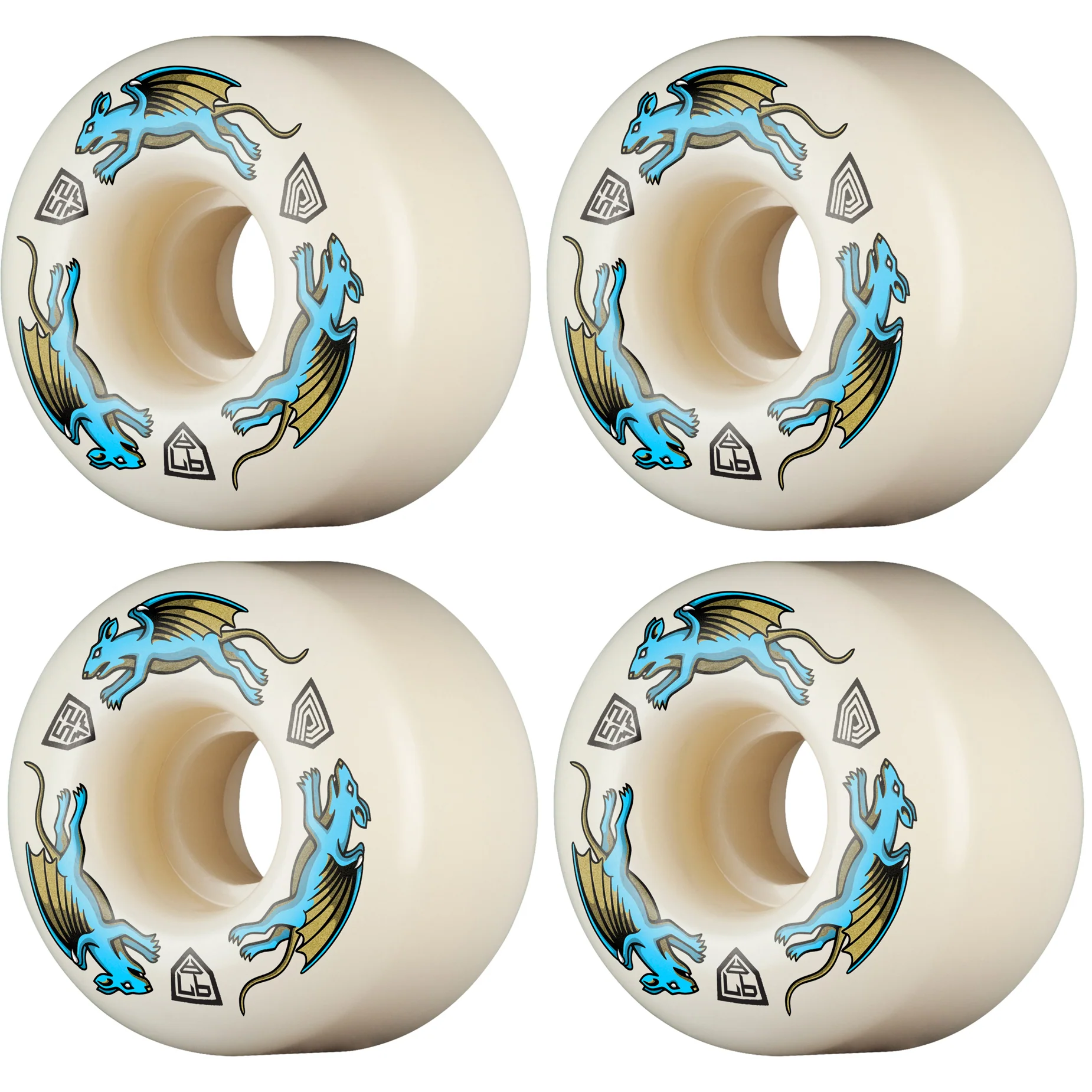 Powell Peralta Skateboard Wheels 52mm x 34mm Dragon Formula 97A AV4 Nano Rat Off White