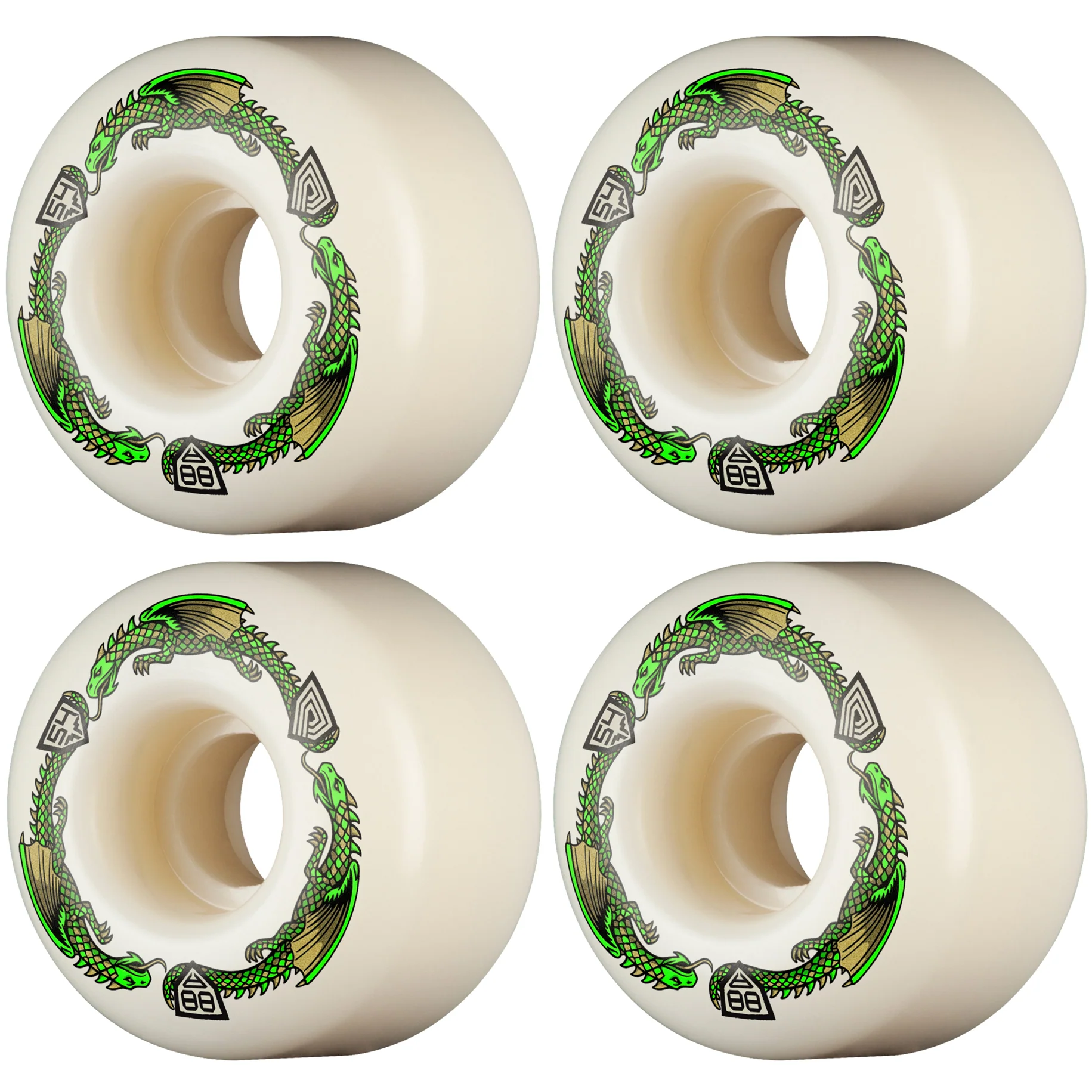 Powell Peralta Skateboard Wheels 54mm x 34mm Dragon Formula 88A V4 Symmetrical Off White
