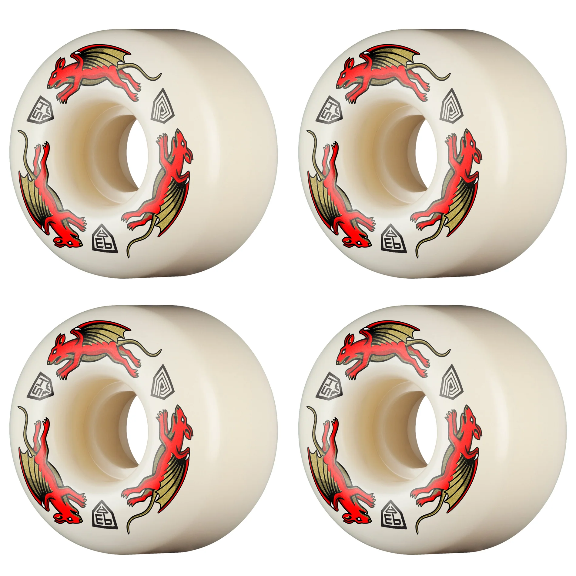Powell Peralta Skateboard Wheels 54mm x 34mm Dragon Formula 93A AV4 Nano Rat Off White
