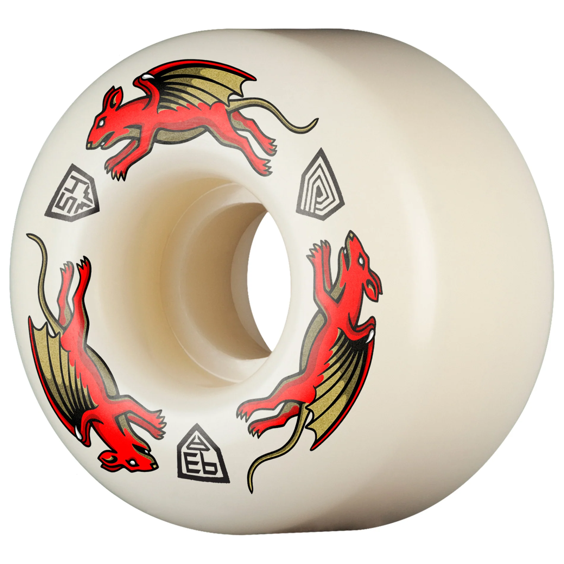 Powell Peralta Skateboard Wheels 54mm x 34mm Dragon Formula 93A AV4 Nano Rat Off White - Image 2