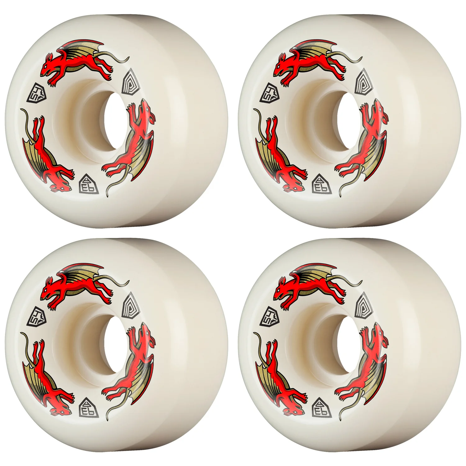 Powell Peralta Skateboard Wheels 54mm x 34mm Dragon Formula 93A AV6 Nano Rat Off White