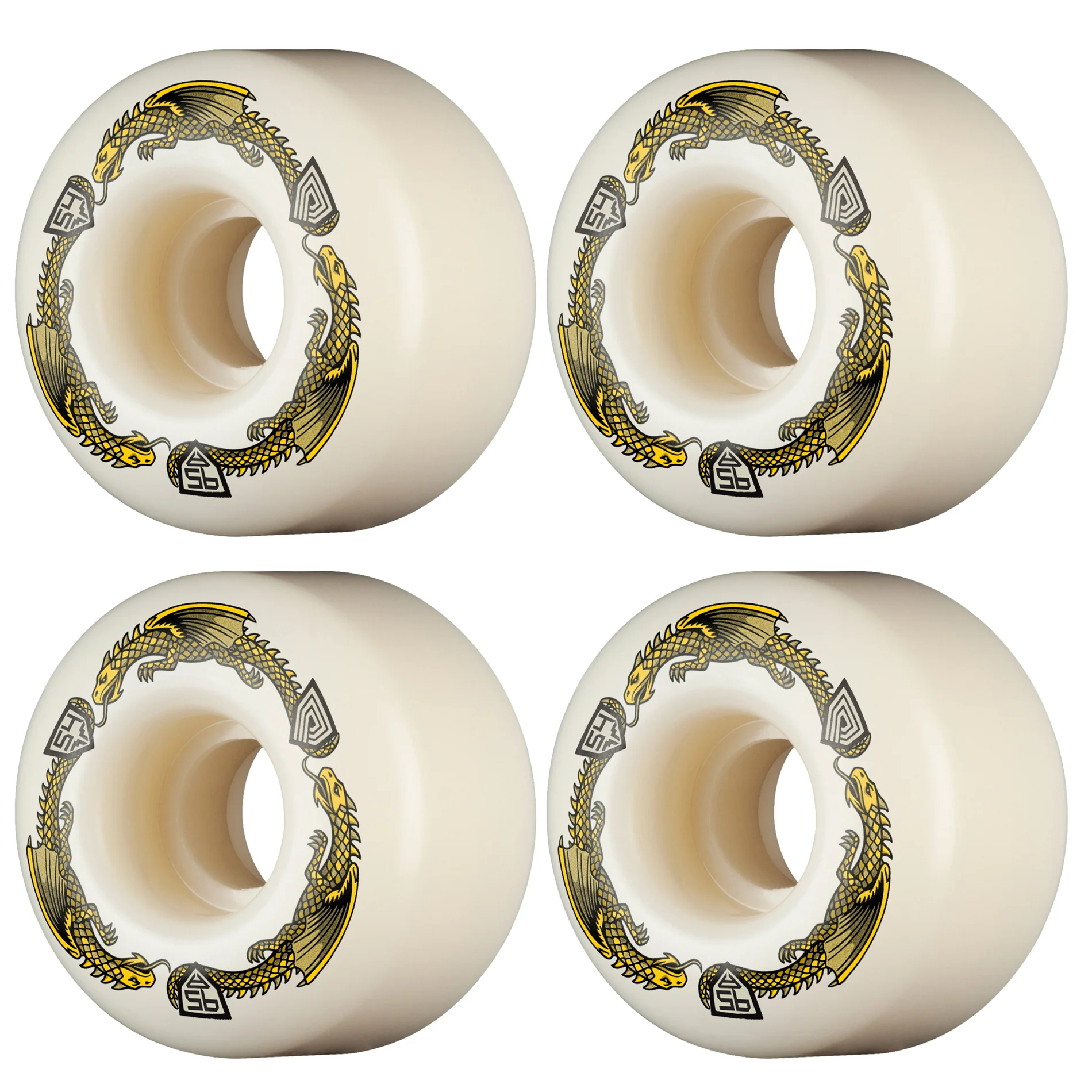 Powell Peralta Skateboard Wheels 54mm x 34mm Dragon Formula 95A V4 Symmetrical Off White