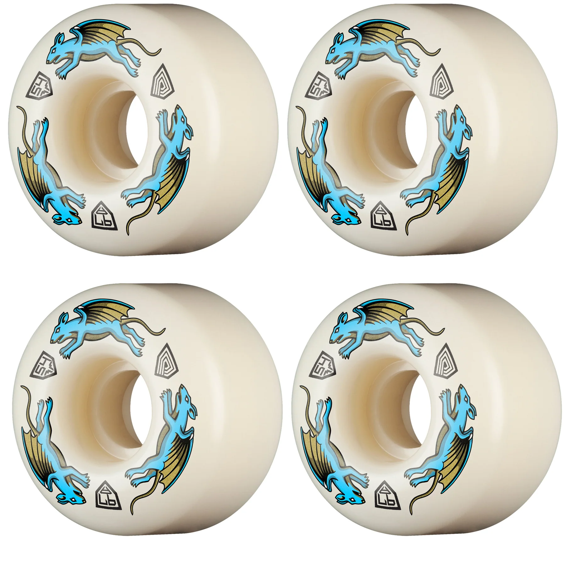 Powell Peralta Skateboard Wheels 54mm x 34mm Dragon Formula 97A AV4 Nano Rat Off White