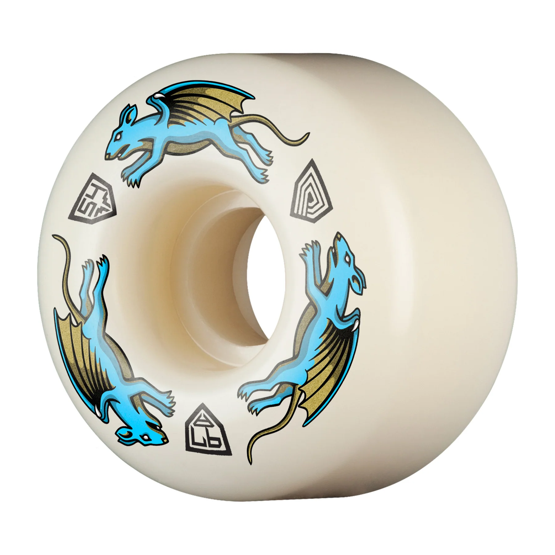 Powell Peralta Skateboard Wheels 54mm x 34mm Dragon Formula 97A AV4 Nano Rat Off White - Image 2