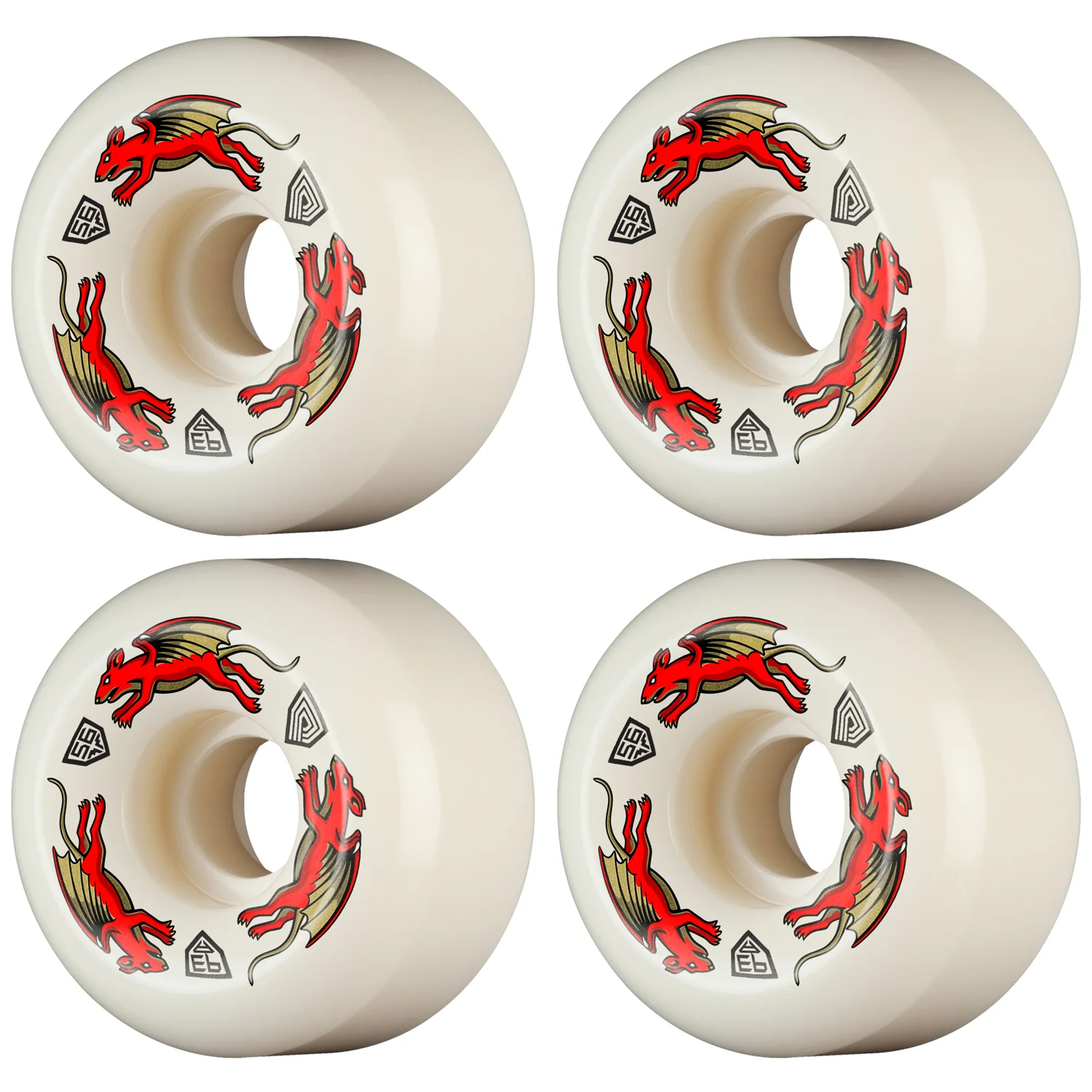 Powell Peralta Skateboard Wheels 56mm x 36mm Dragon Formula 93A AV6 Nano Rat Off White