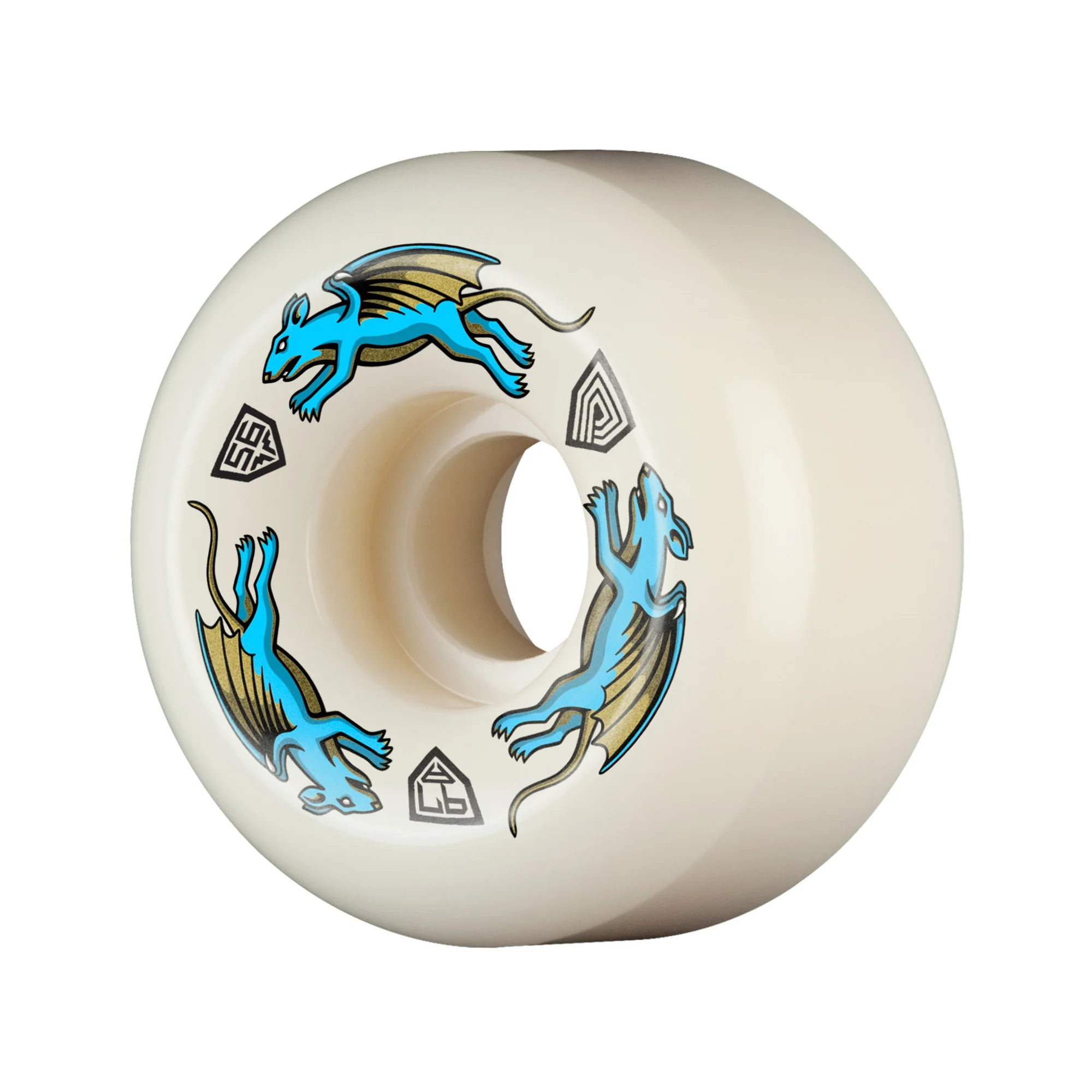 Powell Peralta Skateboard Wheels 56mm x 36mm Dragon Formula 97A AV6 Nano Rat Off White - Image 2