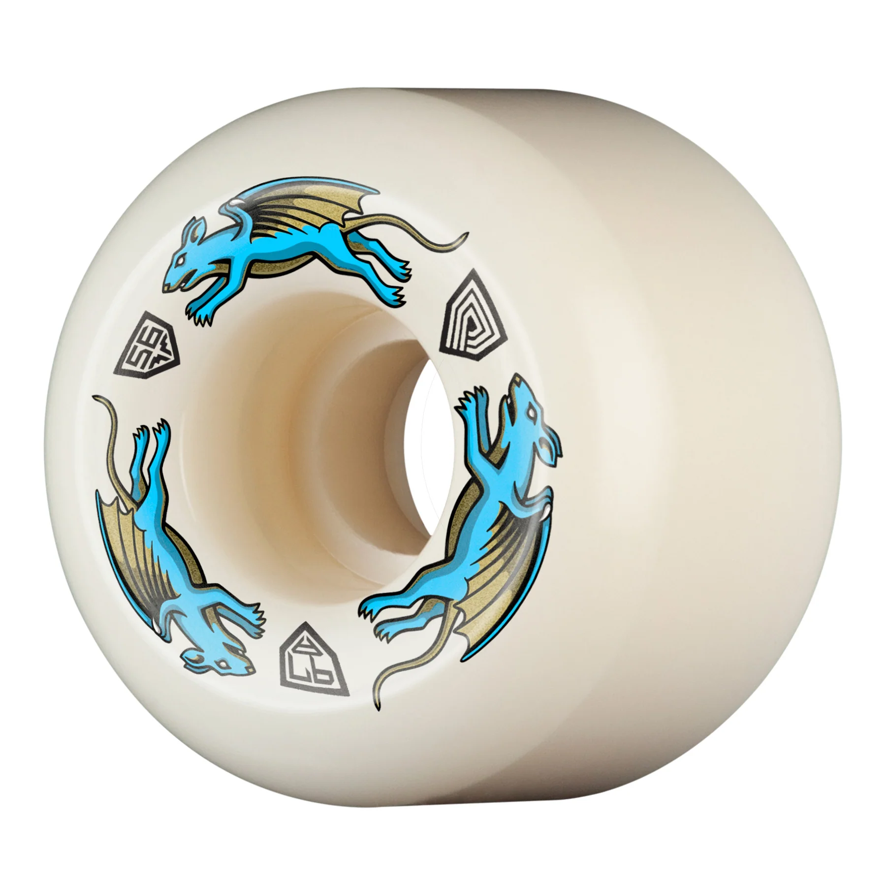 Powell Peralta Skateboard Wheels 56mm x 39mm Dragon Formula 97A AA2 Nano Rat Off White - Image 2