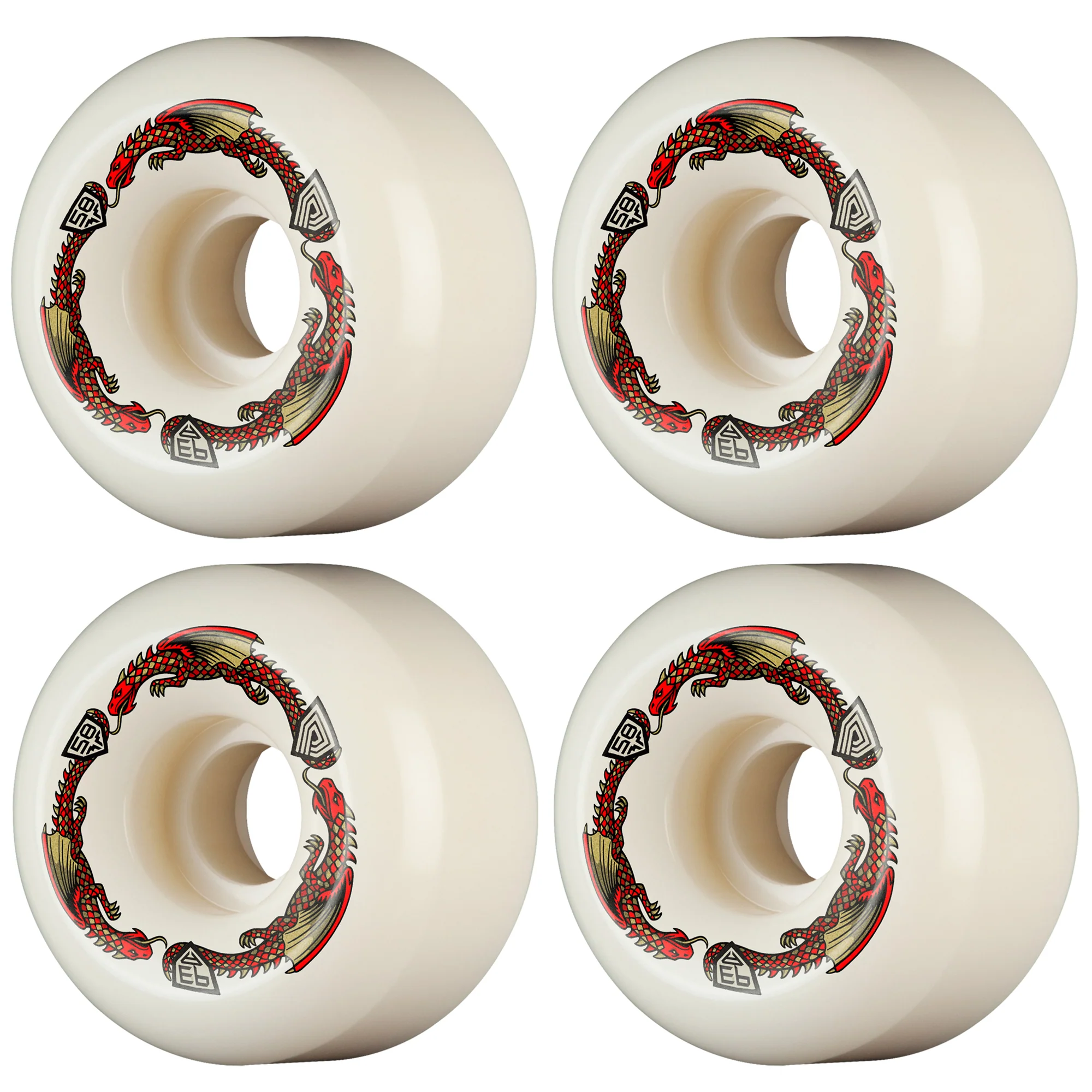 Powell Peralta Skateboard Wheels 58mm x 33mm Dragon Formula 93A Ratbones Off White