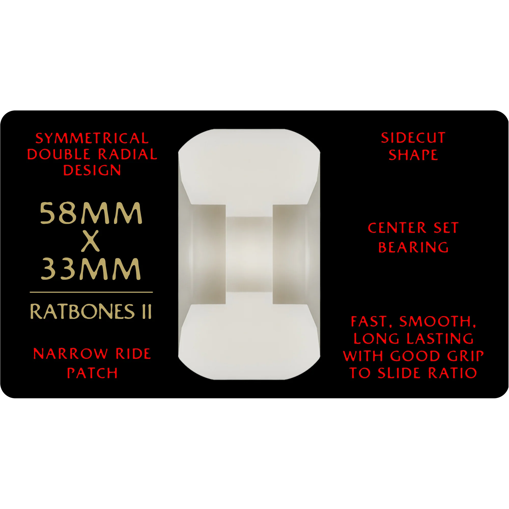Powell Peralta Skateboard Wheels 58mm x 33mm Dragon Formula 93A Ratbones Off White - Image 4