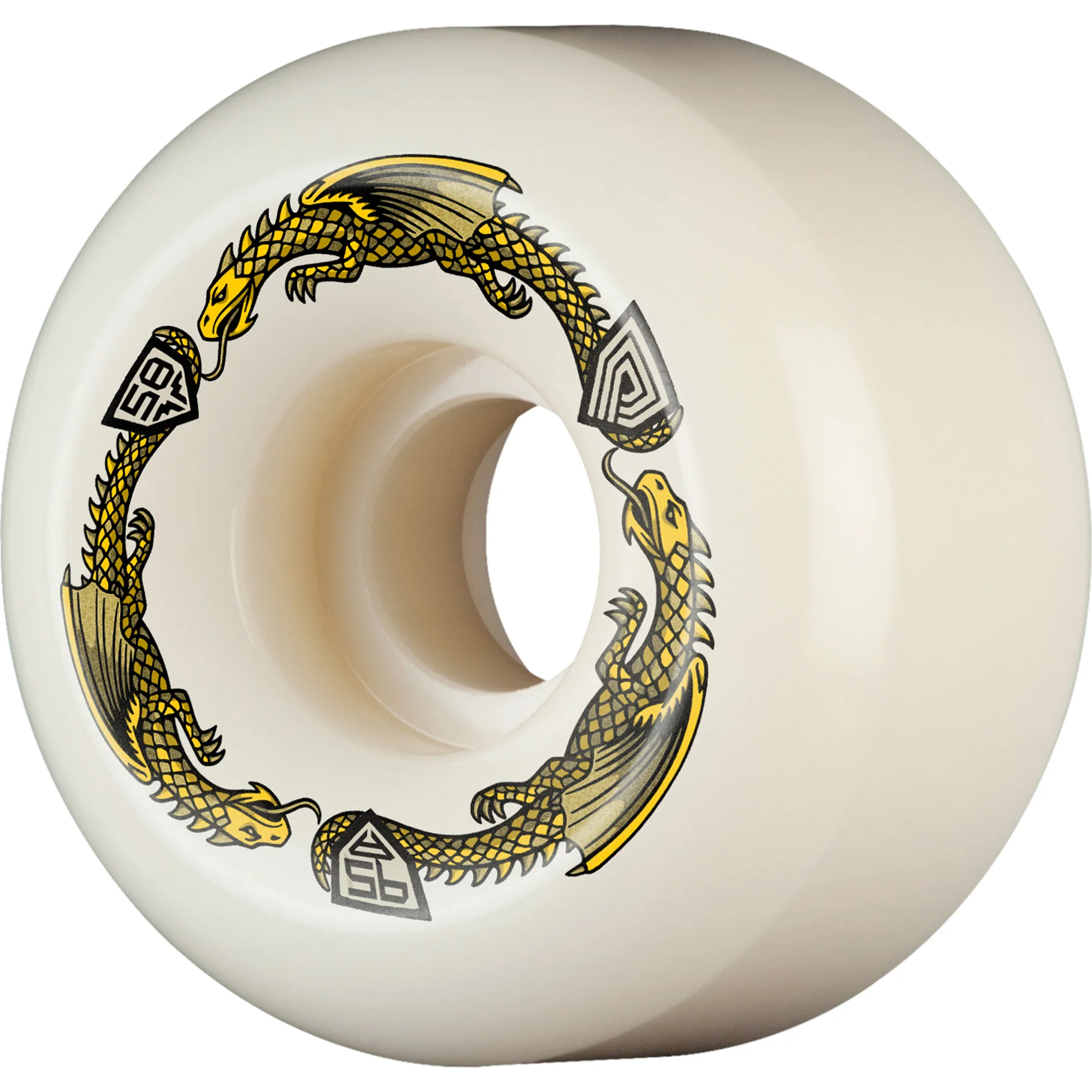 Powell Peralta Skateboard Wheels 58mm x 33mm Dragon Formula 95A Ratbone II Off White - Image 2