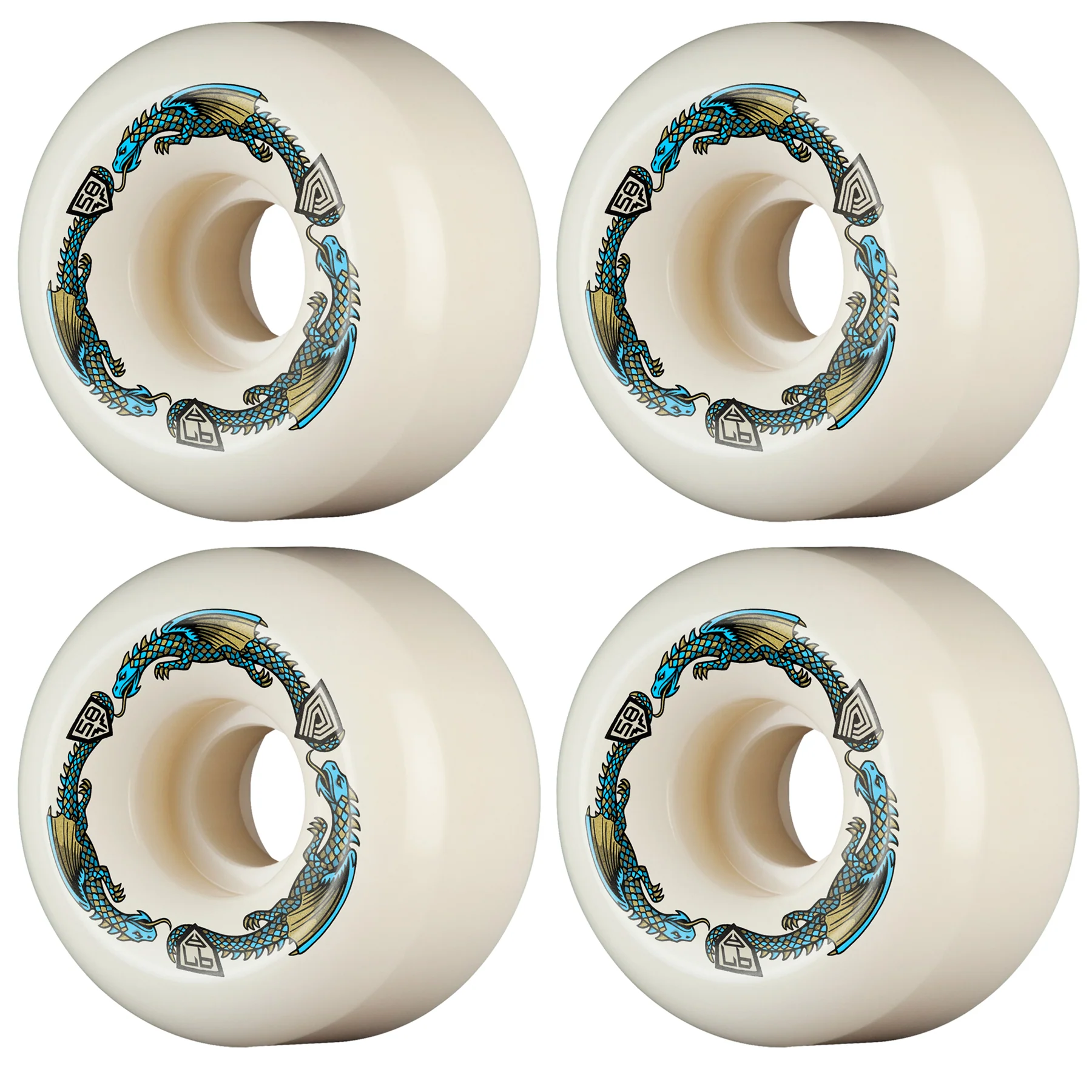 Powell Peralta Skateboard Wheels 58mm x 33mm Dragon Formula 97A Ratbone II Off White
