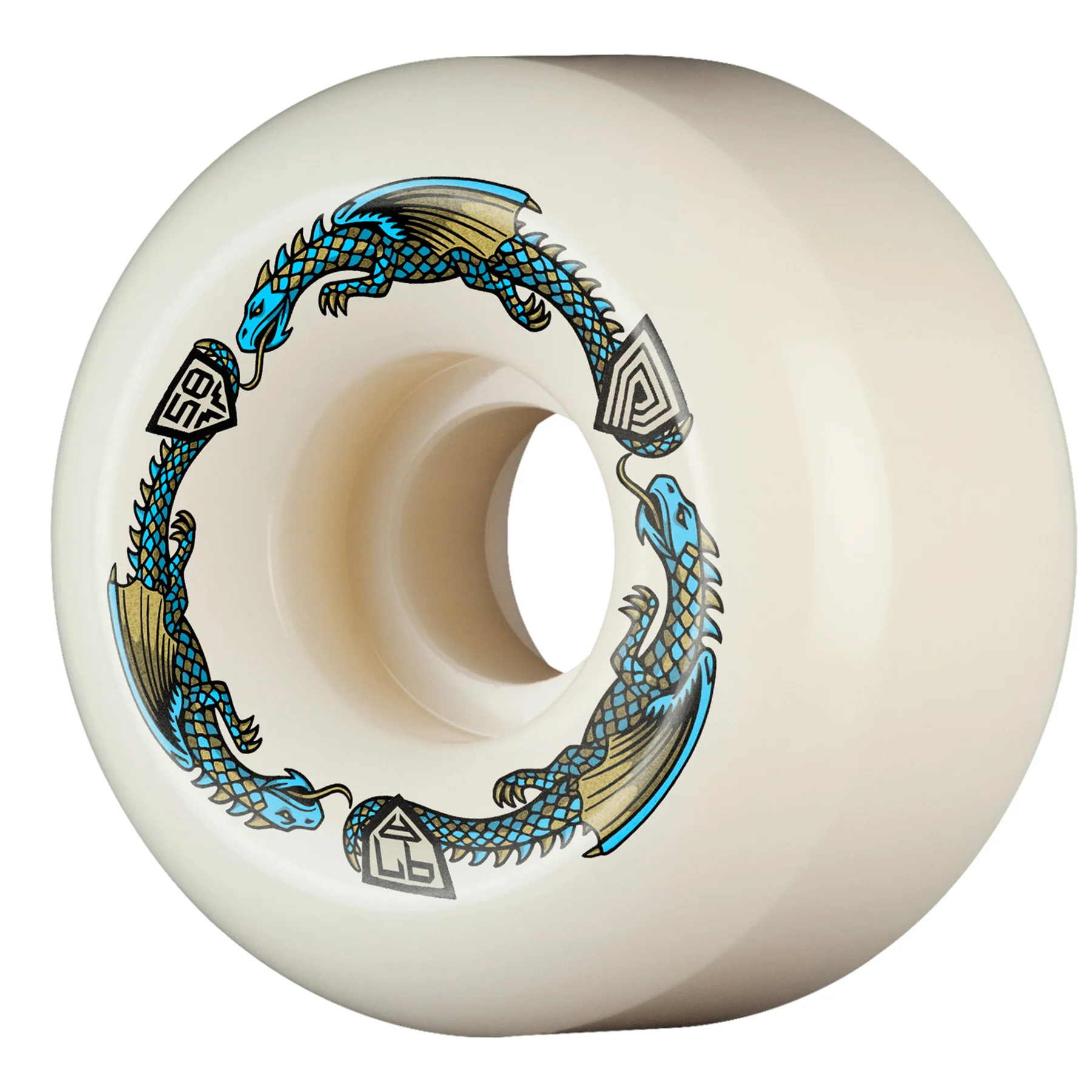 Powell Peralta Skateboard Wheels 58mm x 33mm Dragon Formula 97A Ratbone II Off White - Image 2
