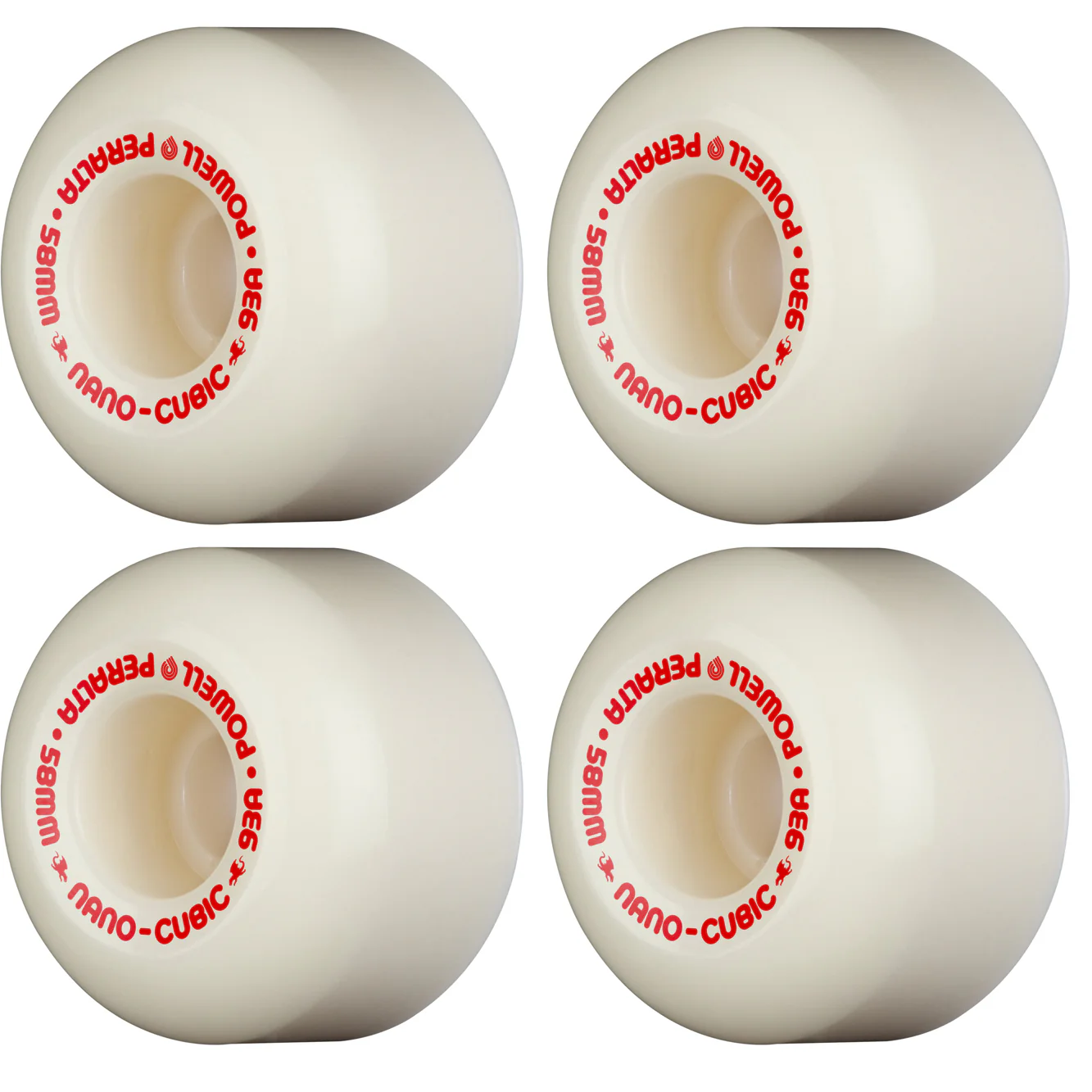 Powell Peralta Skateboard Wheels 58mm x 37.5mm Dragon Formula 93A Nano Cubic Off White