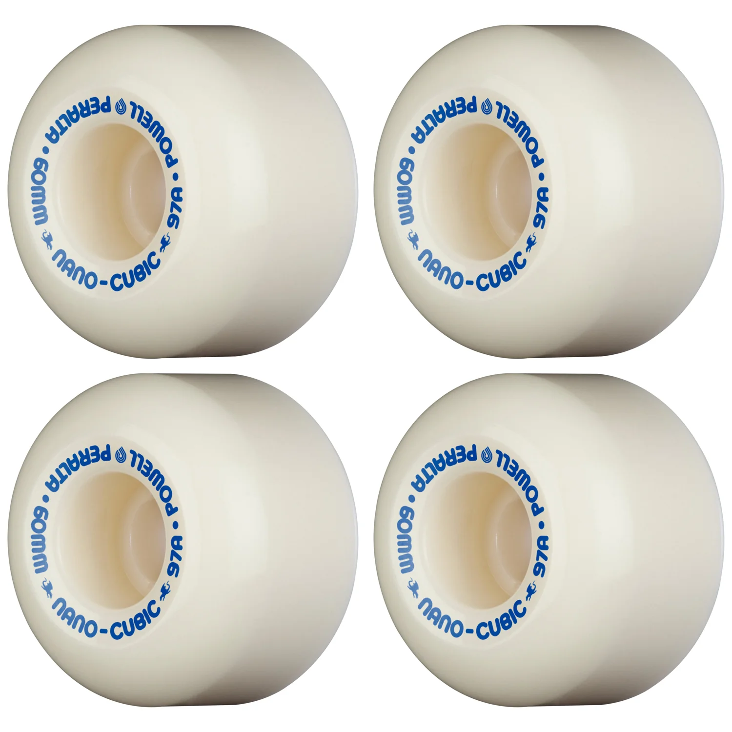 Powell Peralta Skateboard Wheels 60mm x 38mm Dragon Formula 97A Nano Cubic White/Blue