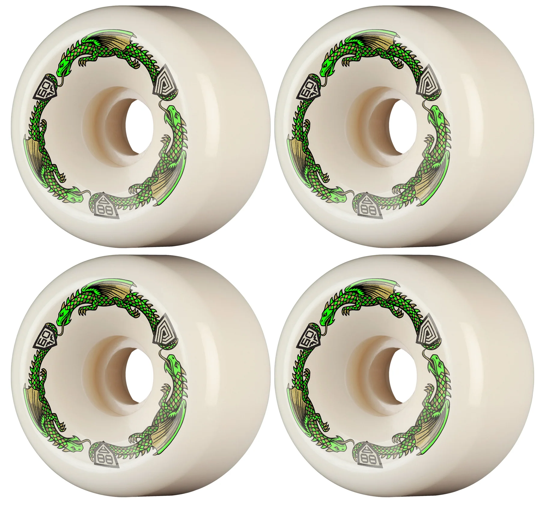 Powell Peralta Skateboard Wheels 60mm x 40mm Dragon Formula 88A Bomber Off White