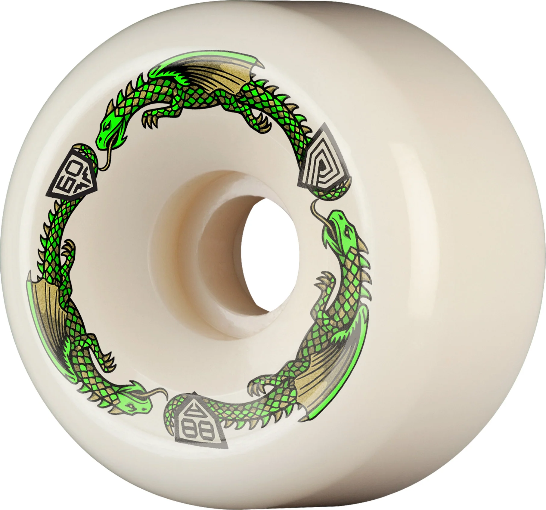 Powell Peralta Skateboard Wheels 60mm x 40mm Dragon Formula 88A Bomber Off White - Image 2
