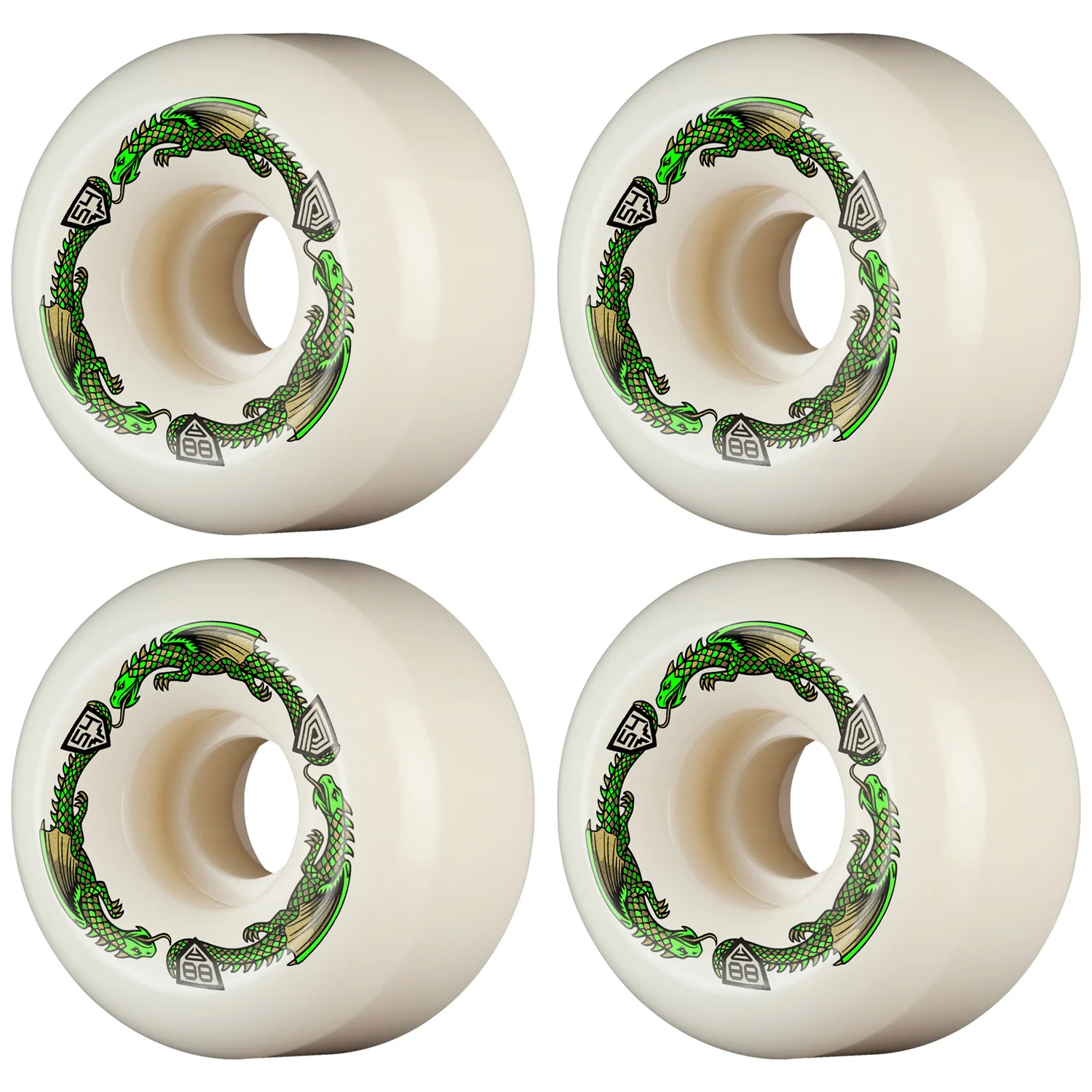 Powell Peralta Skateboard Wheels 64mm x 40mm Dragon Formula 88A Bomber Off White