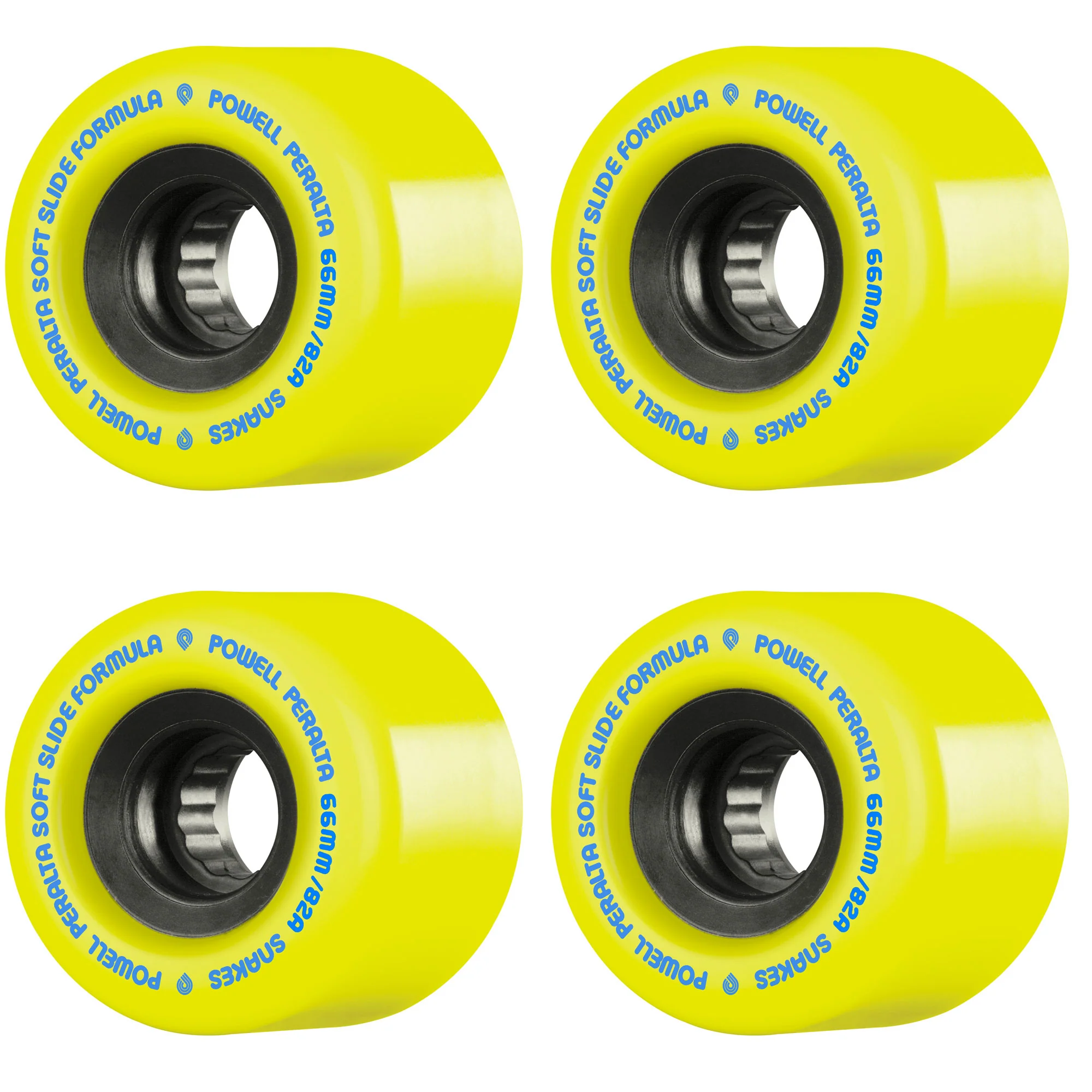 Powell Peralta Skateboard Wheels 66mm Snakes Yellow 82A Soft Slide Formula SSF