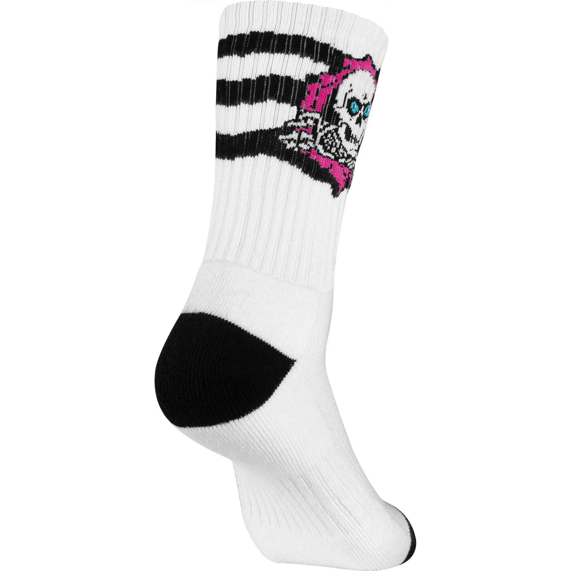 Powell Peralta Skateboards Cotton Socks Ripper Rip Stripes Pink/Black/White Crew - Image 3