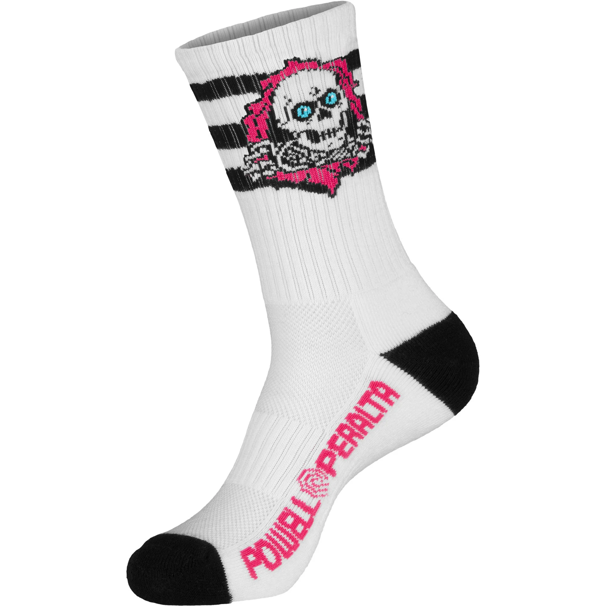 Powell Peralta Skateboards Cotton Socks Ripper Rip Stripes Pink/Black/White Crew - Image 4