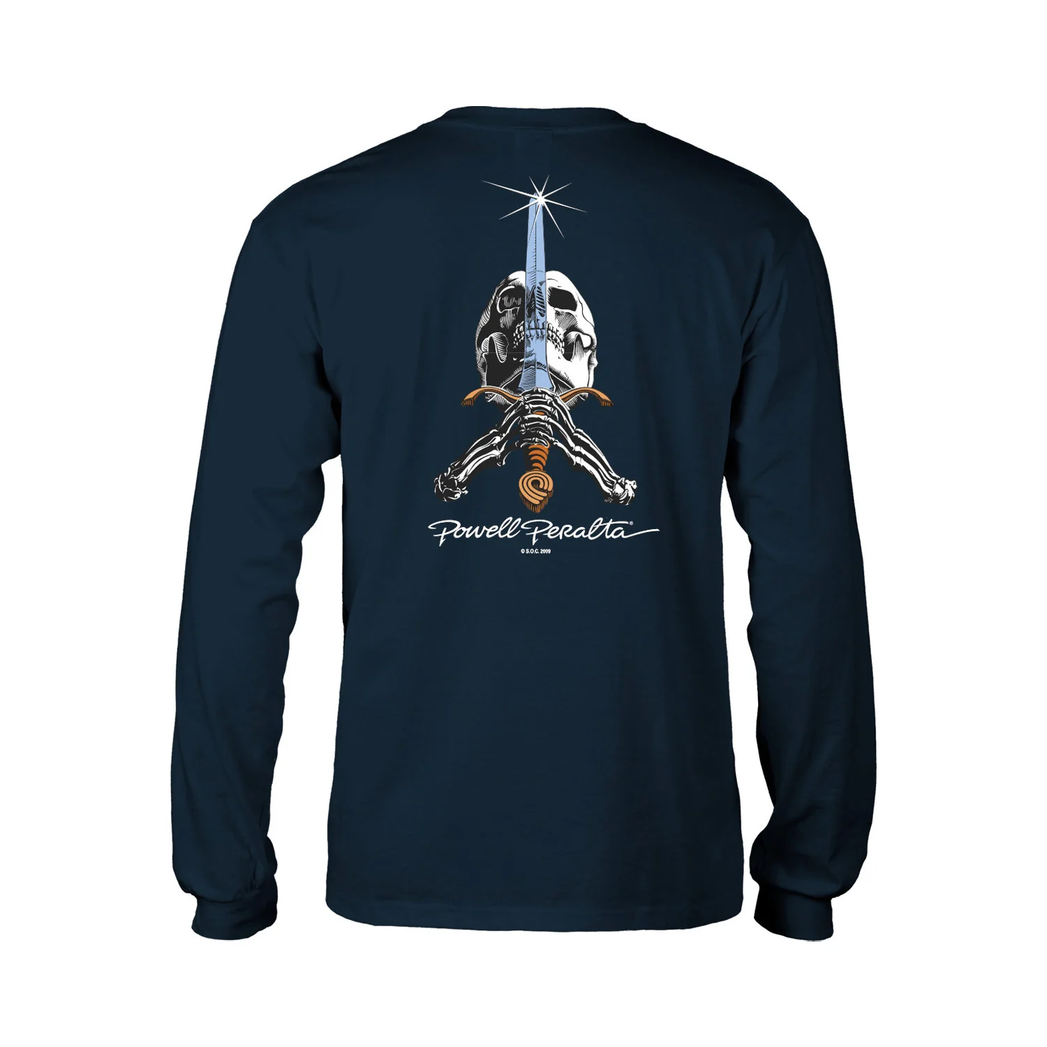 Powell Peralta Skateboards Longsleeve Shirt Skull and Sword Navy - Image 2