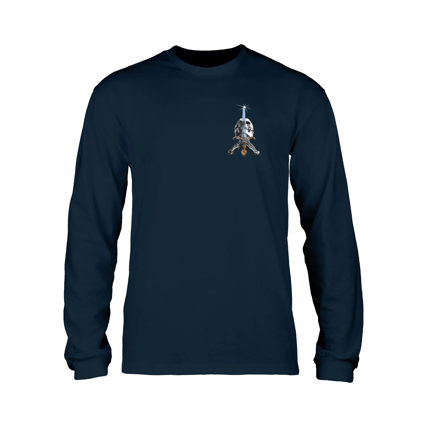 Powell Peralta Skateboards Longsleeve Shirt Skull and Sword Navy - Image 3