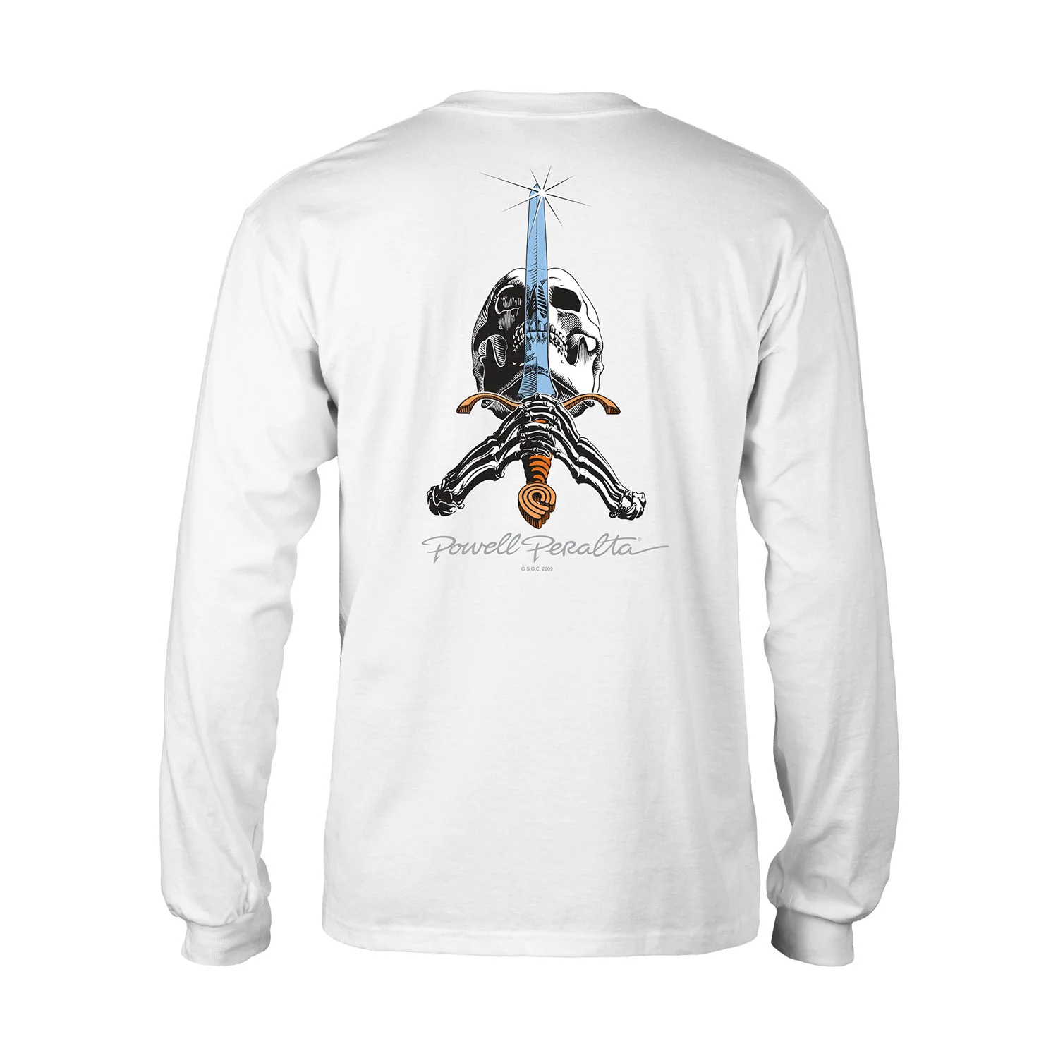 Powell Peralta Skateboards Longsleeve Shirt Skull and Sword White - Image 3