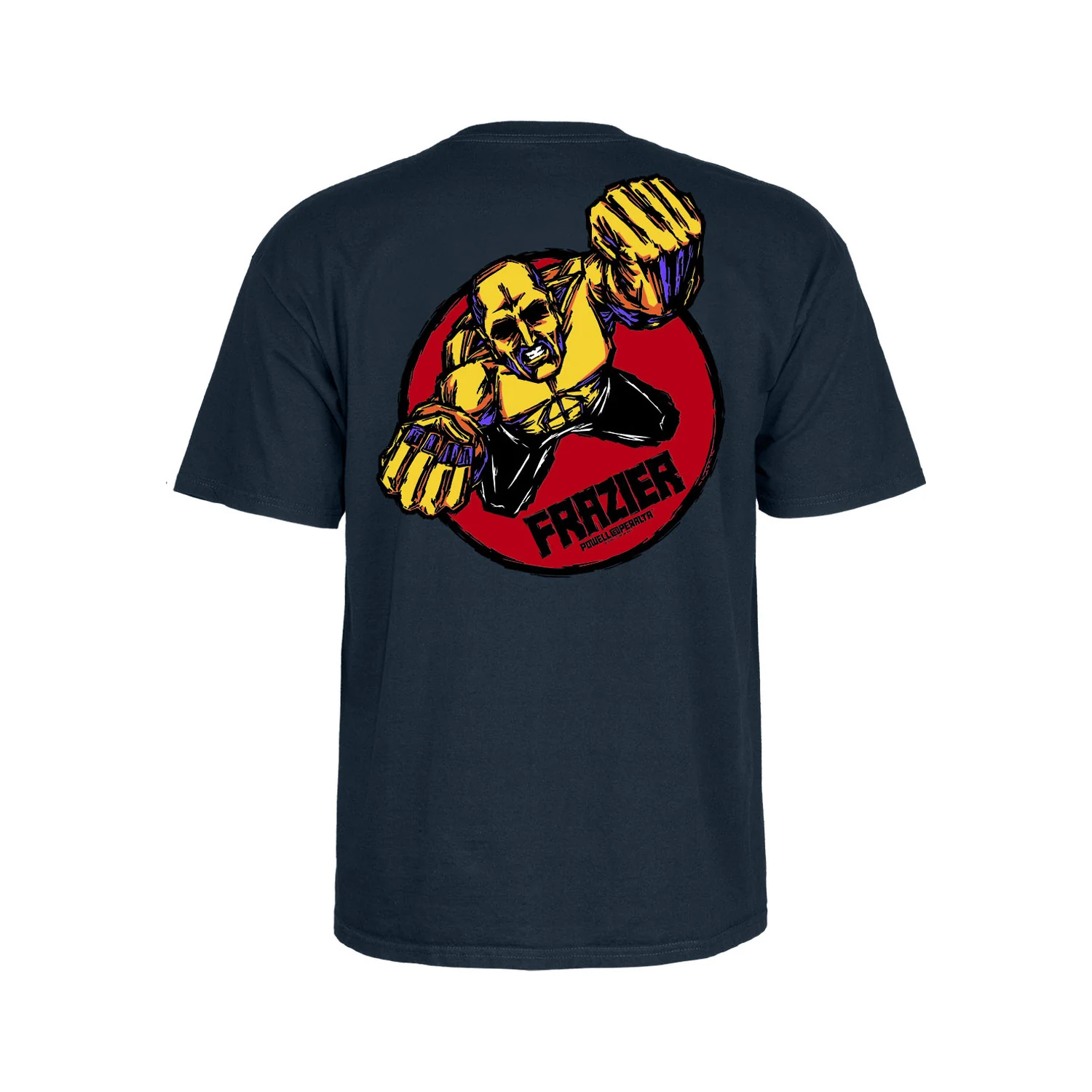 Powell Peralta Skateboards Shirt Mike Frazier Yellow Man Navy - Image 2