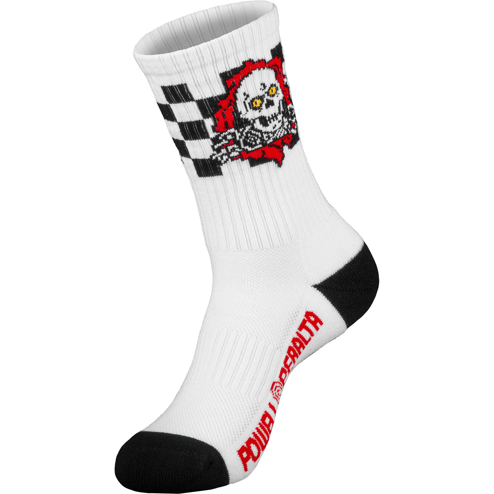Powell Peralta Skateboards Socks Ripper Checker Stripes Crew White/Red/Black