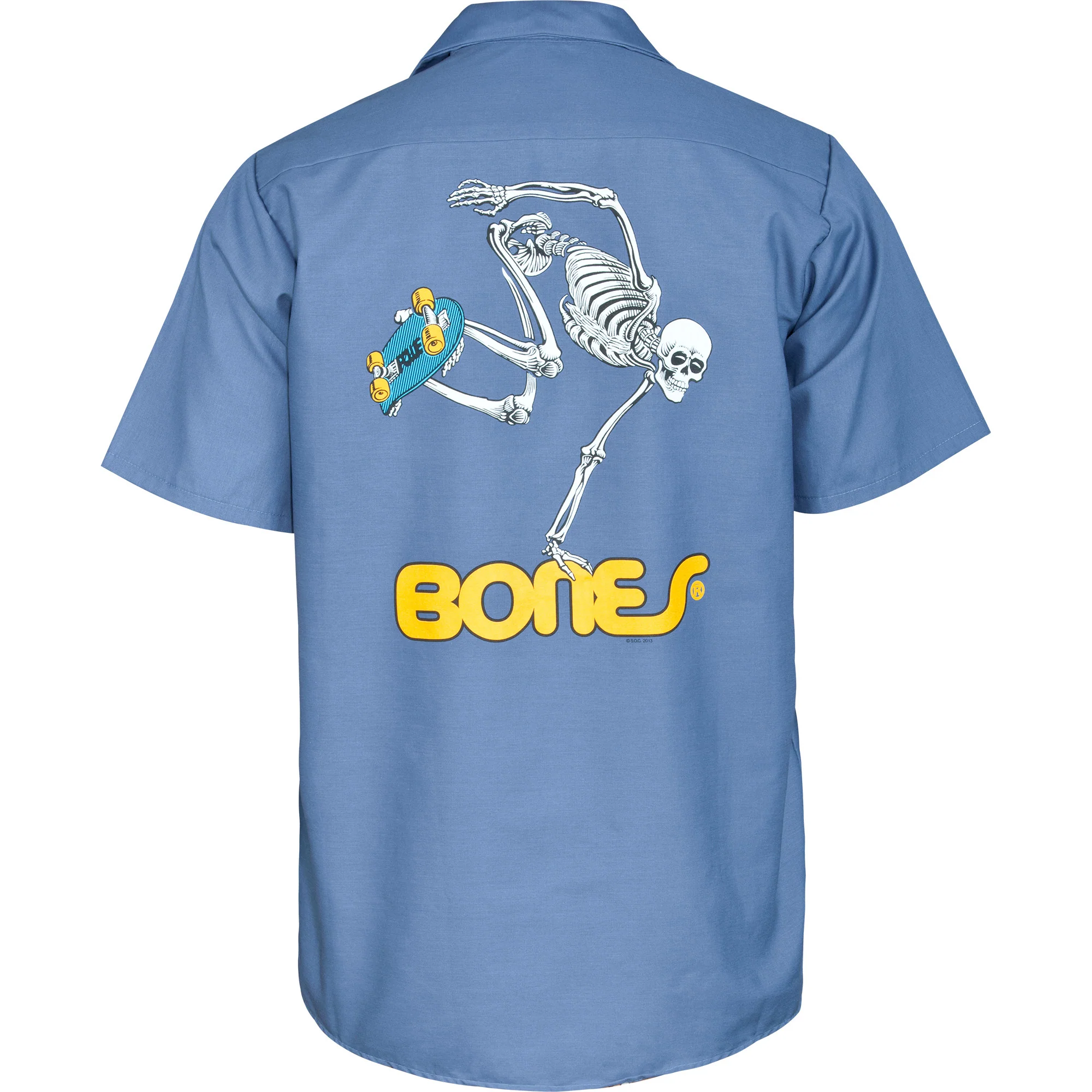 Powell Peralta Skateboards Work Shirt Skateboard Skeleton Postal Blue - Image 3