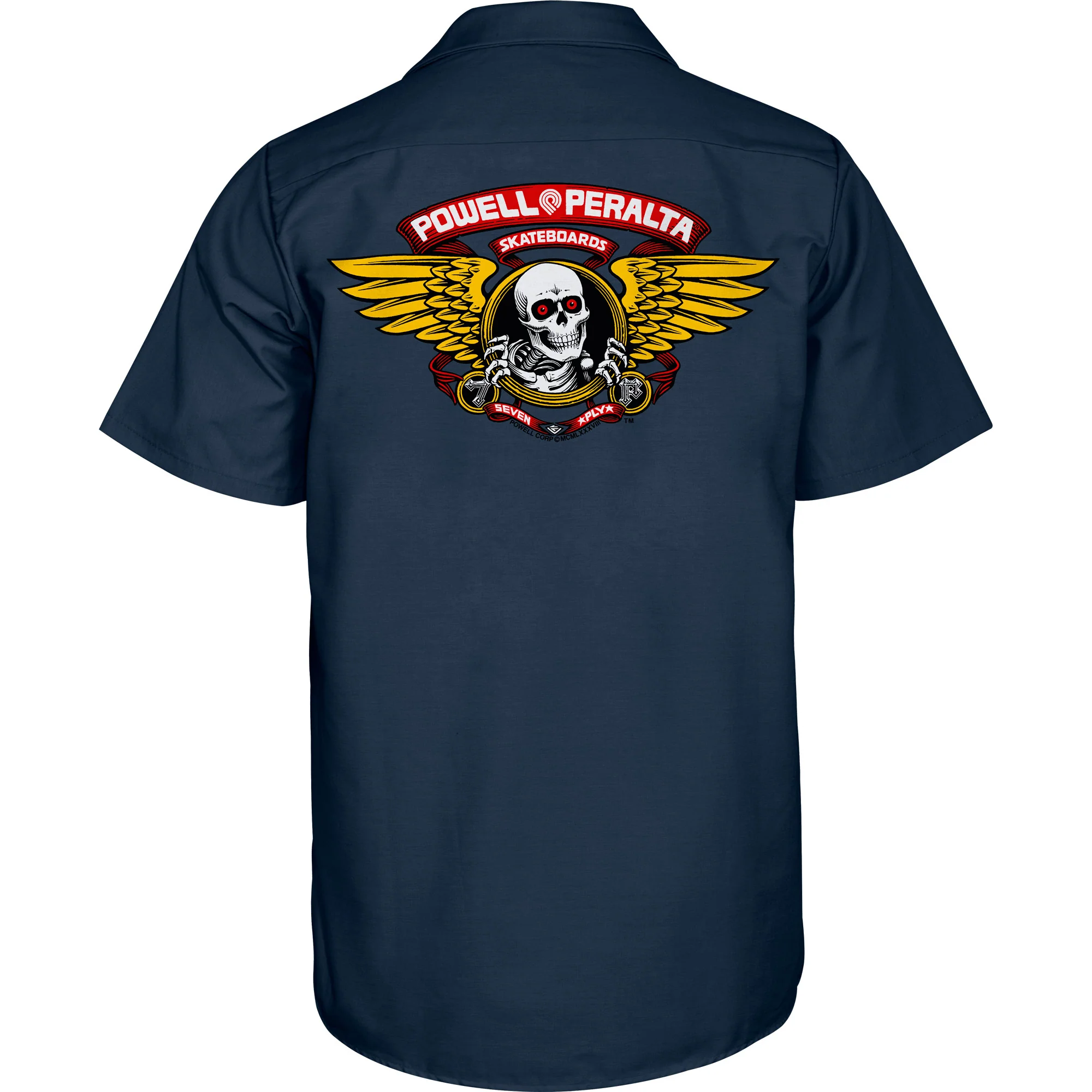Powell Peralta Skateboards Work Shirt Winged Ripper Navy - Image 2