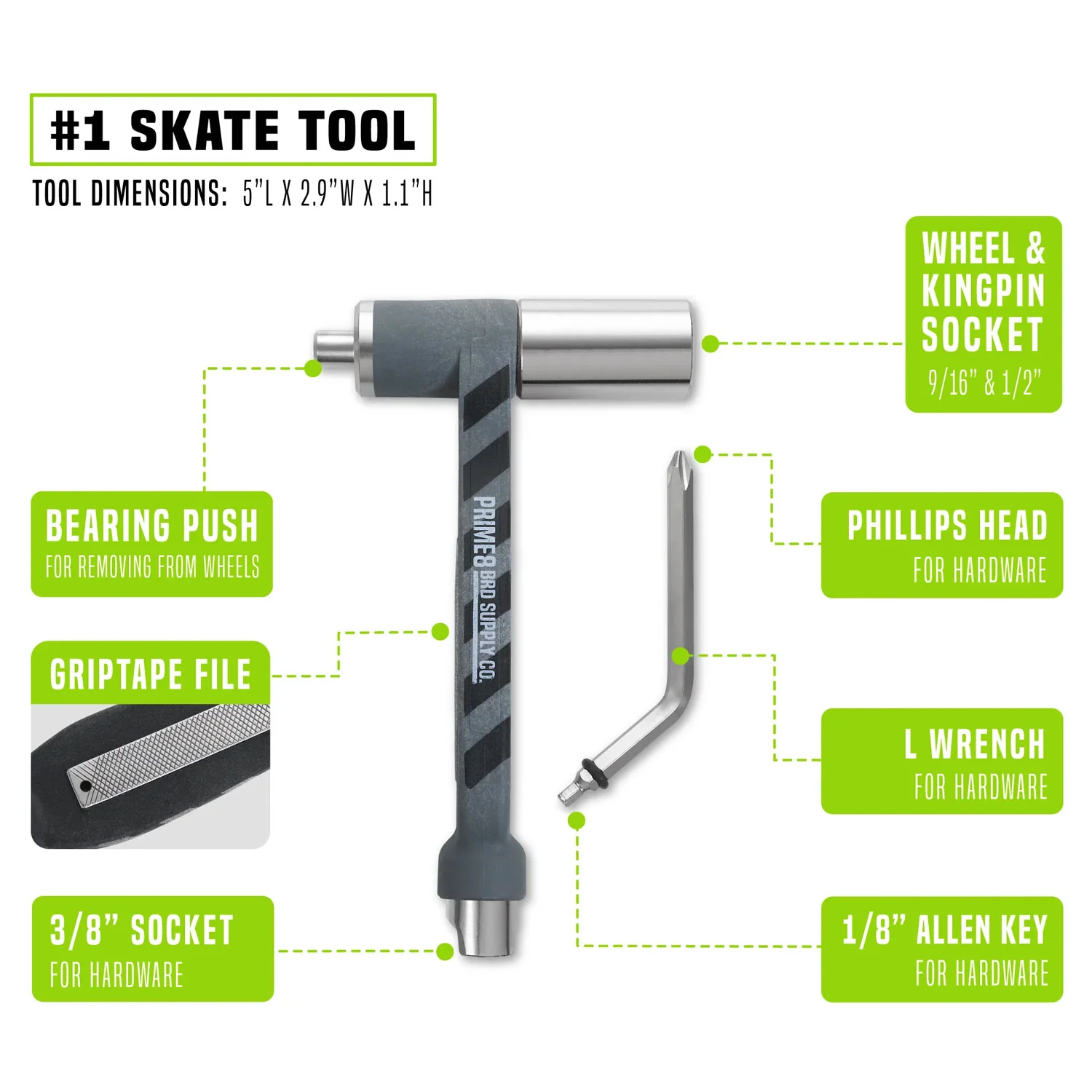 Prime8 Skateboard Tool Number 1 Skate Black - Image 2