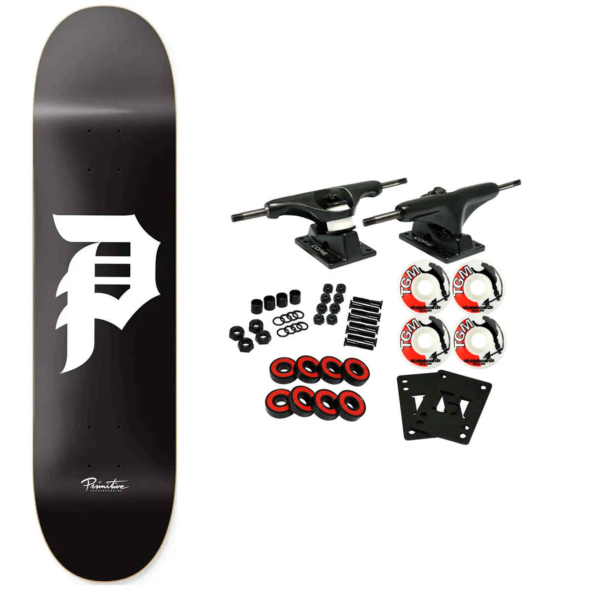 Primitive Skateboard Complete Dirty P Black/White 8.25" x 31.85"