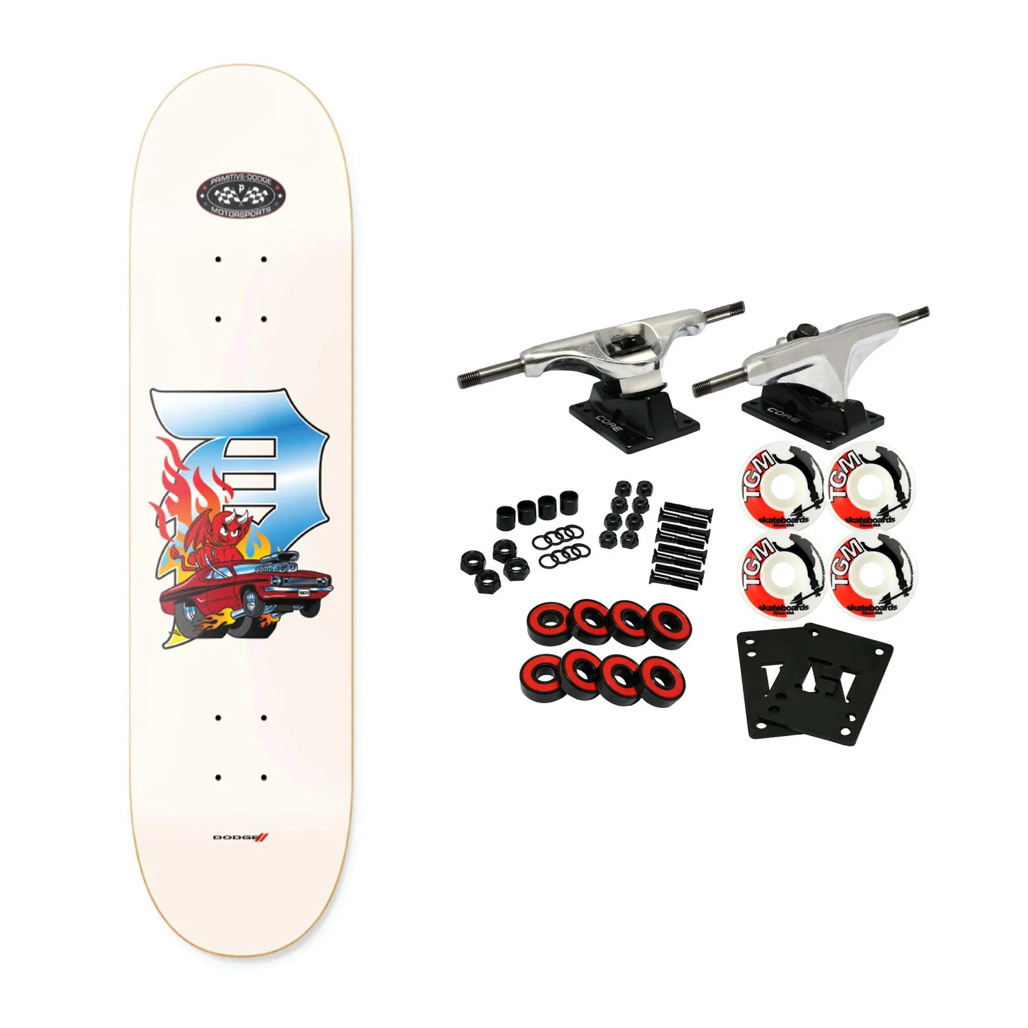 Primitive Skateboard Complete Roadster White 8.5" x 32"