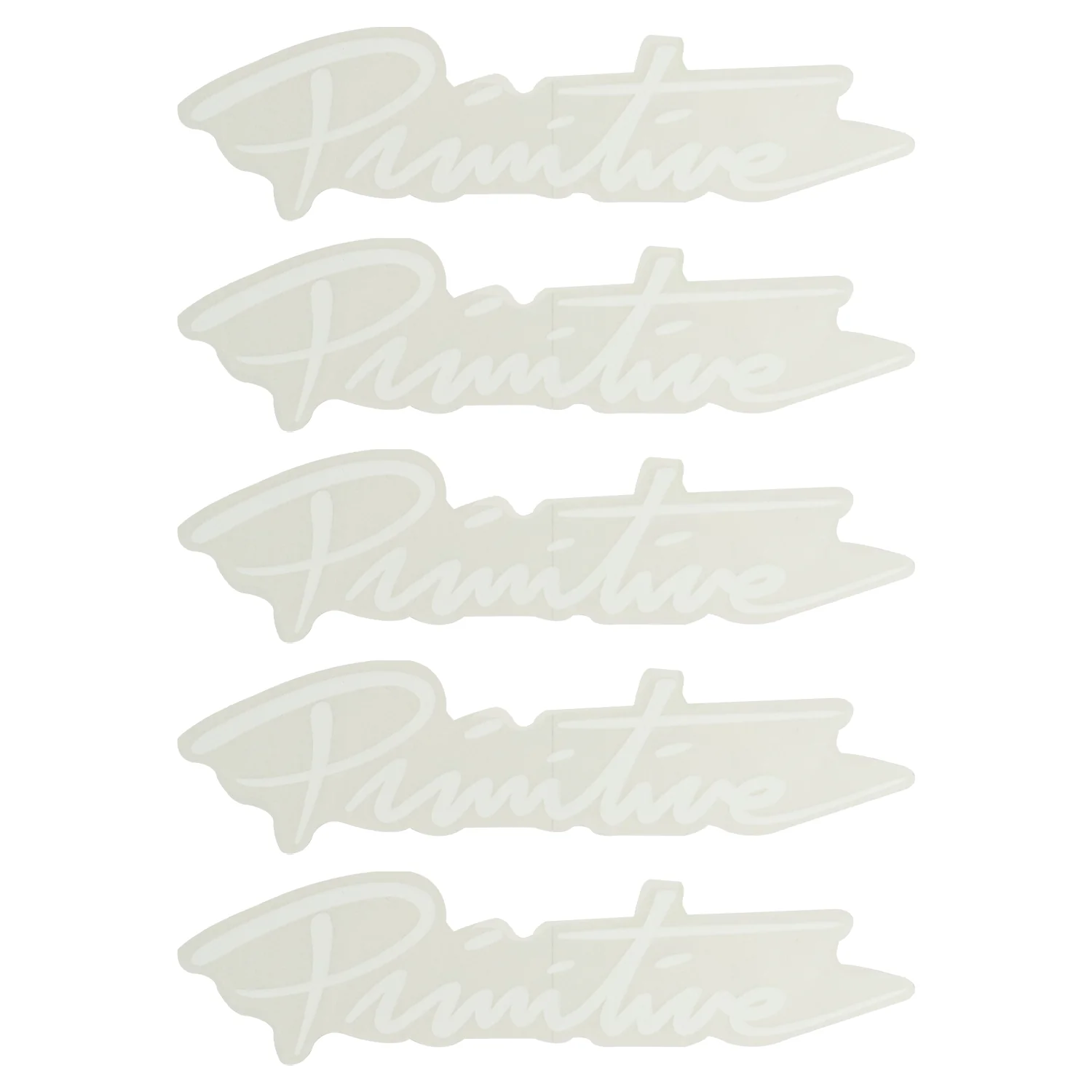 Primitive Skateboard Sticker Script Logo White 5.5"x1.5" 5-Pack