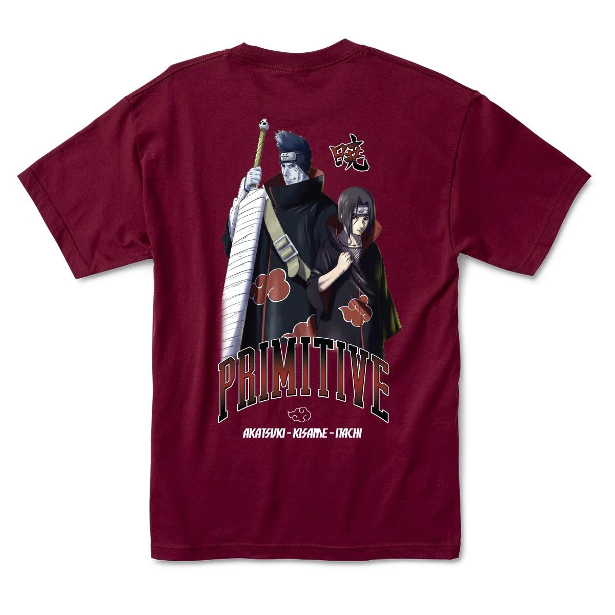 Primitive Skateboards X Naruto Shirt Akatsuki Burgundy