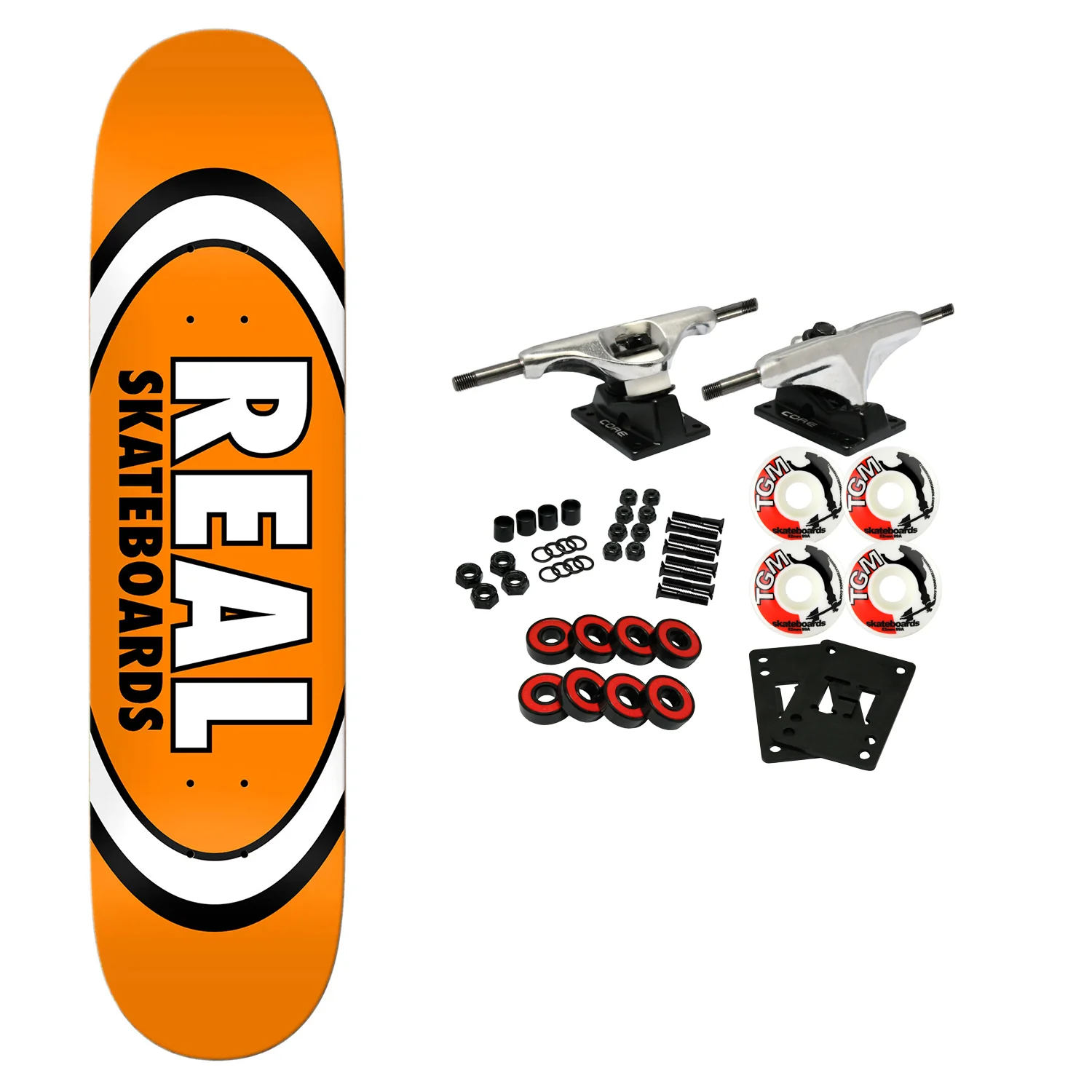 Real Skateboard Complete Classic Oval True Mid Orange 7.5" x 29"