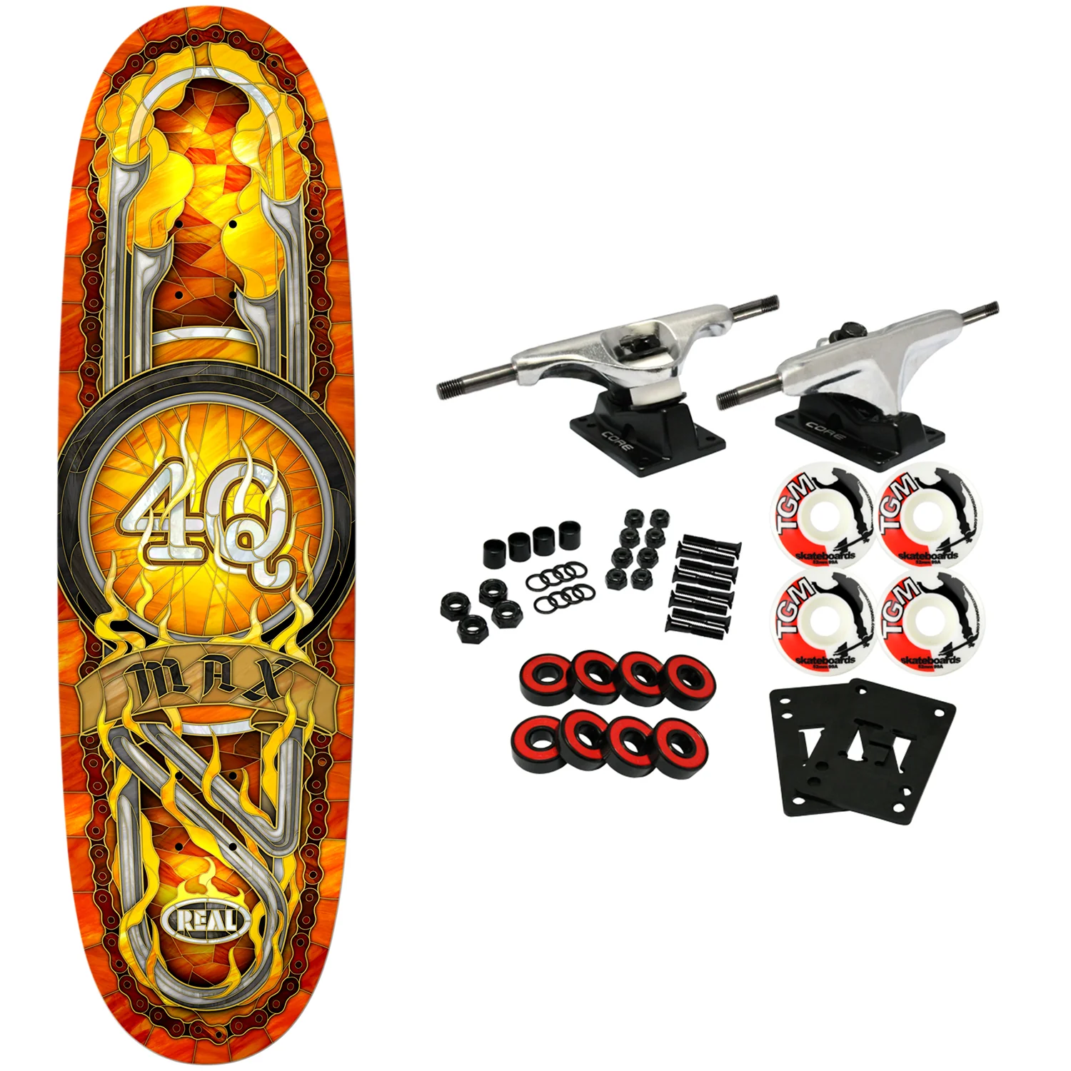 Real Skateboard Complete Max Schaaf 4Q Cathedral Egg 9.1" x 32"