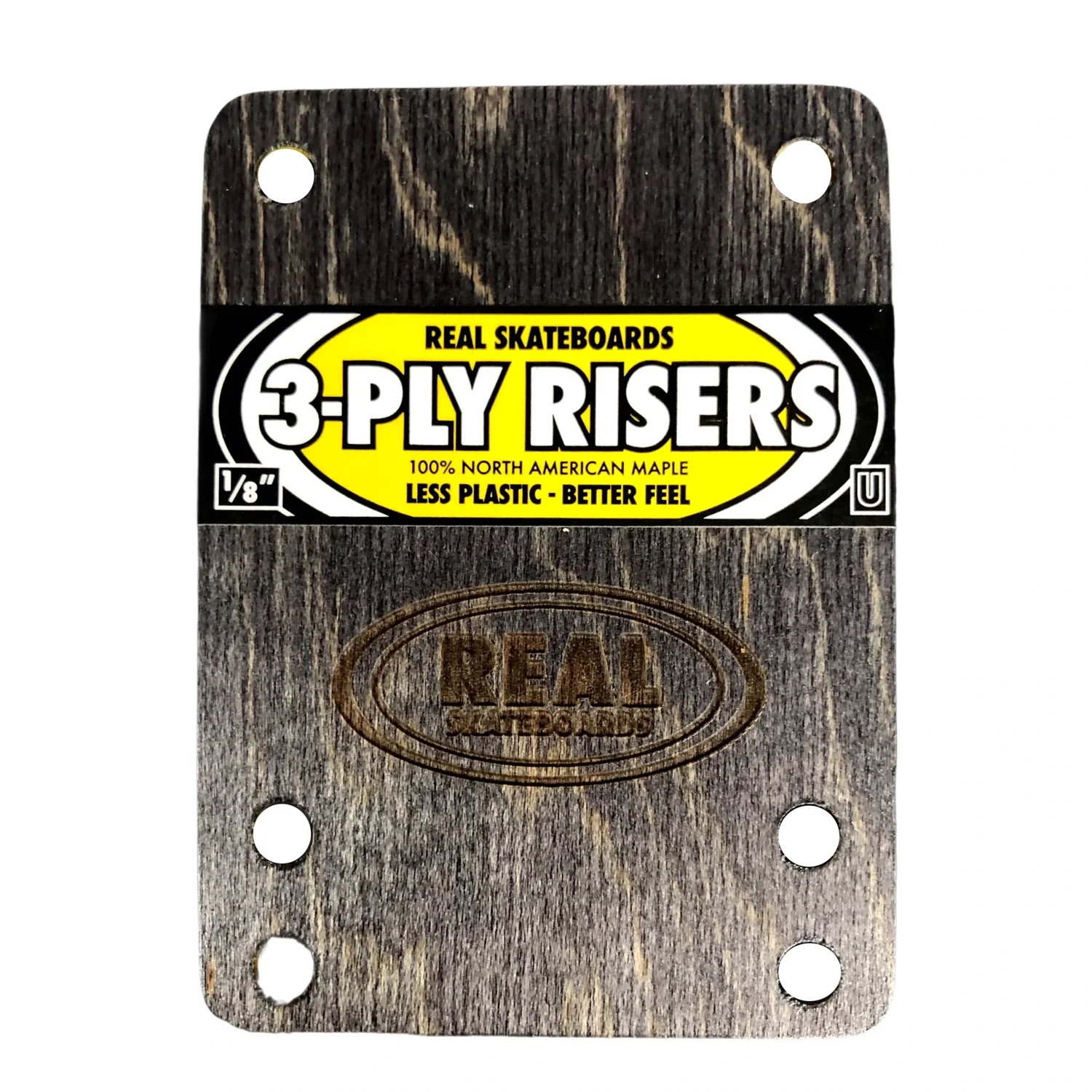 Real Skateboard Risers Wood 3-Ply Universal Truck Fit 1/8" (Pair) Maple