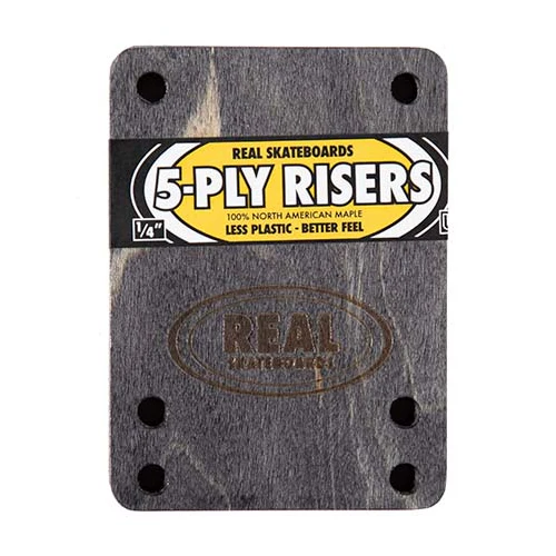Real Skateboard Risers Wood 5-Ply Universal Truck Fit 1/4" (Pair) Maple