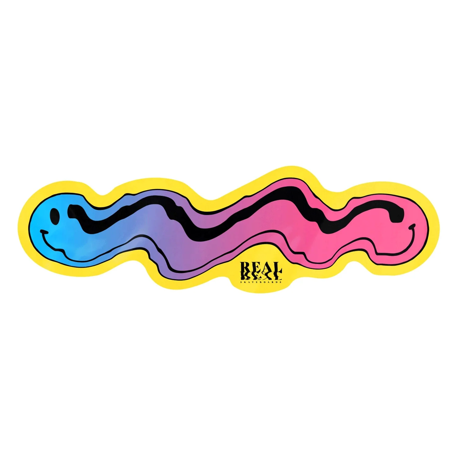 Real Skateboard Sticker Bryce Wong Guest Artist Yellow/Blue/Pink 1.5" x 5"