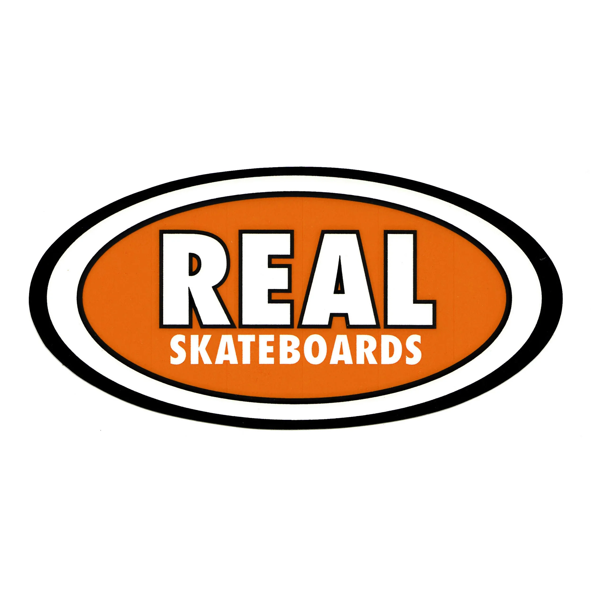 Real Skateboard Sticker Oval Orange 3.75" x 7.25"